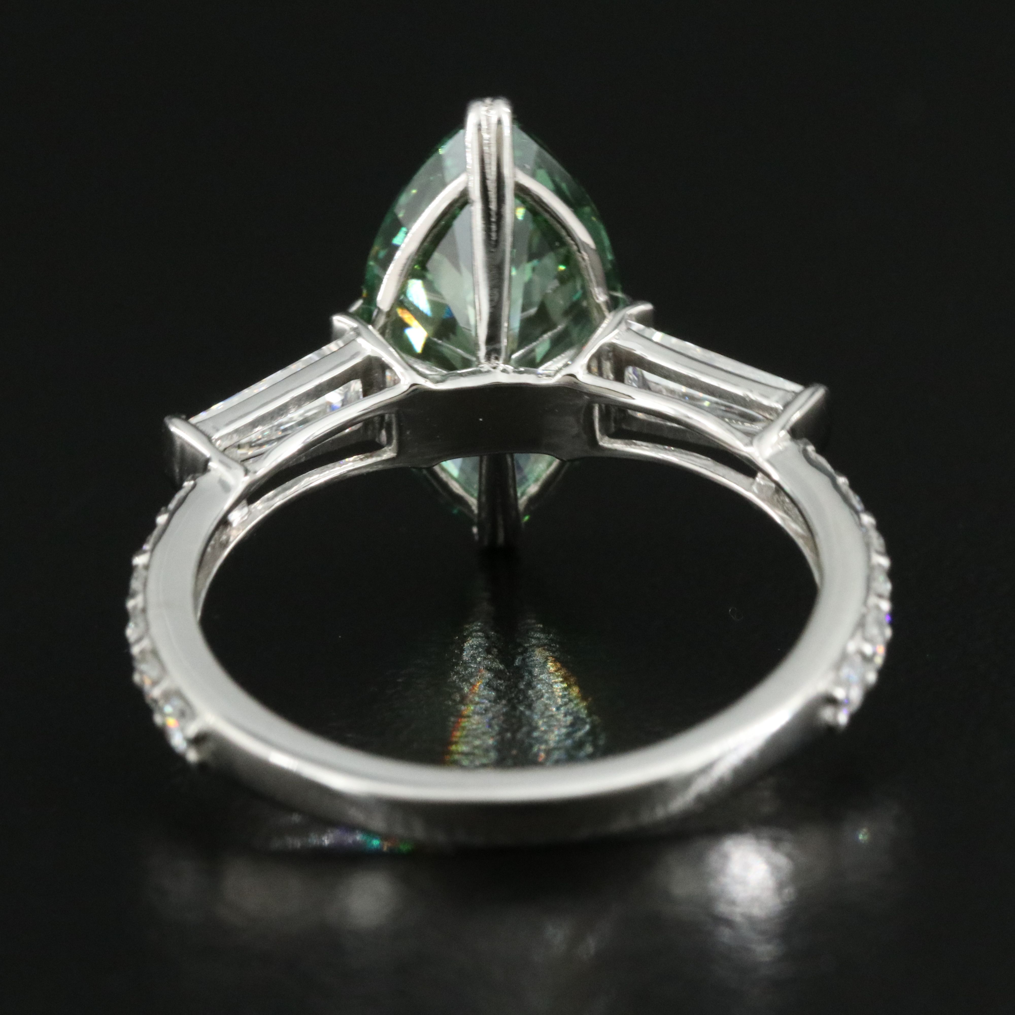 Platinum 3.81 CTW Lab Grown Diamond Ring with Fancy Green Center and IGI Report