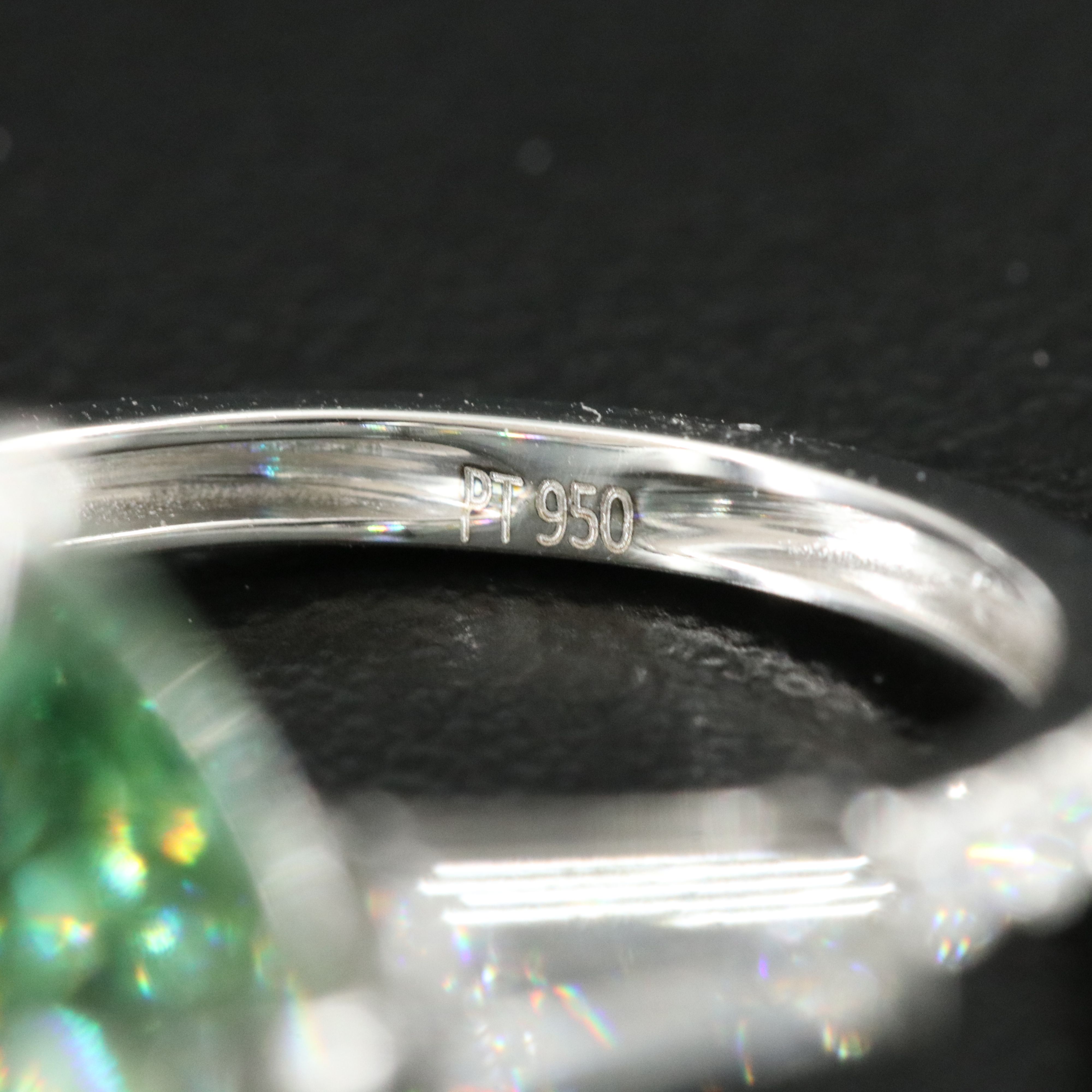 Platinum 3.81 CTW Lab Grown Diamond Ring with Fancy Green Center and IGI Report
