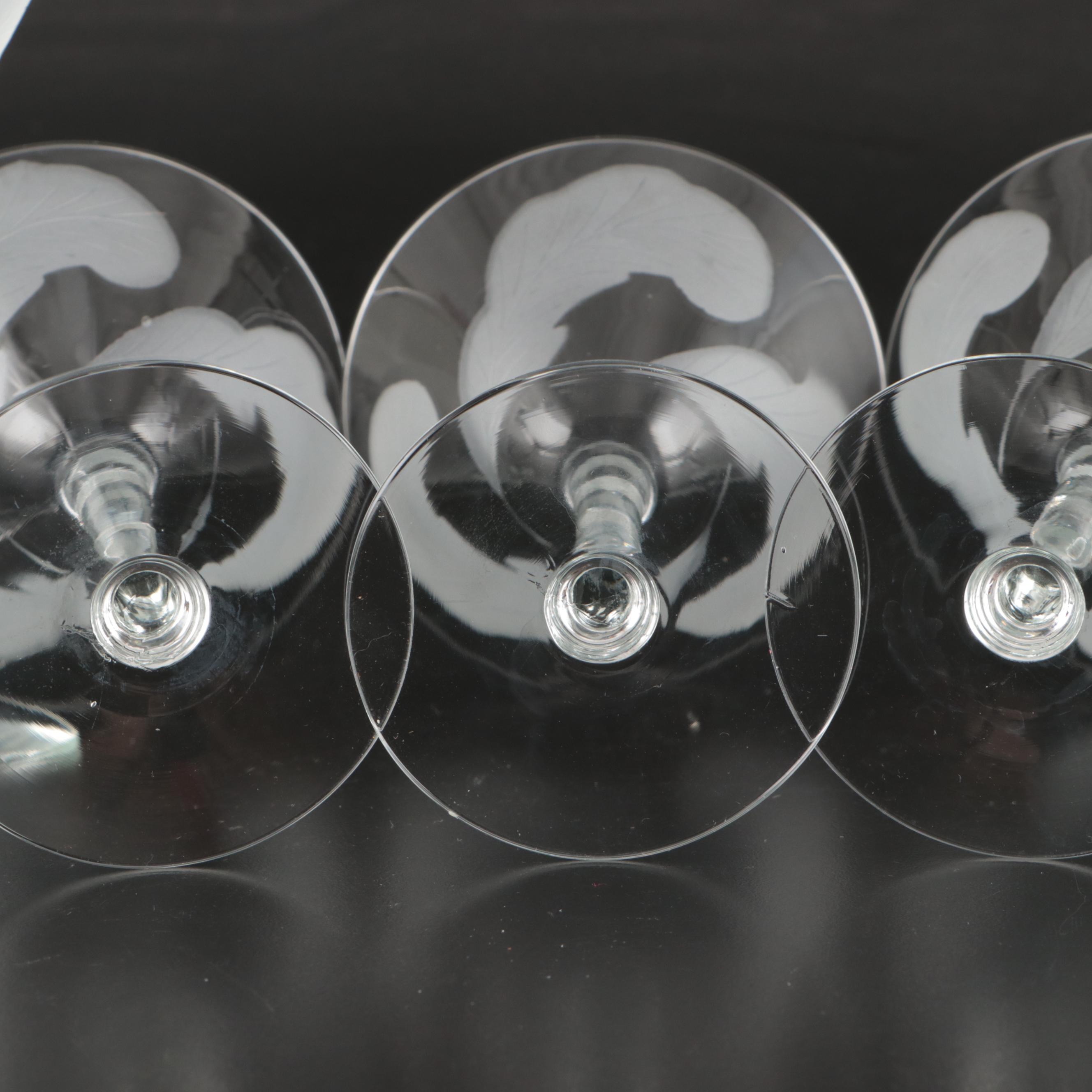 Frosted Feather Clear Martini Glasses