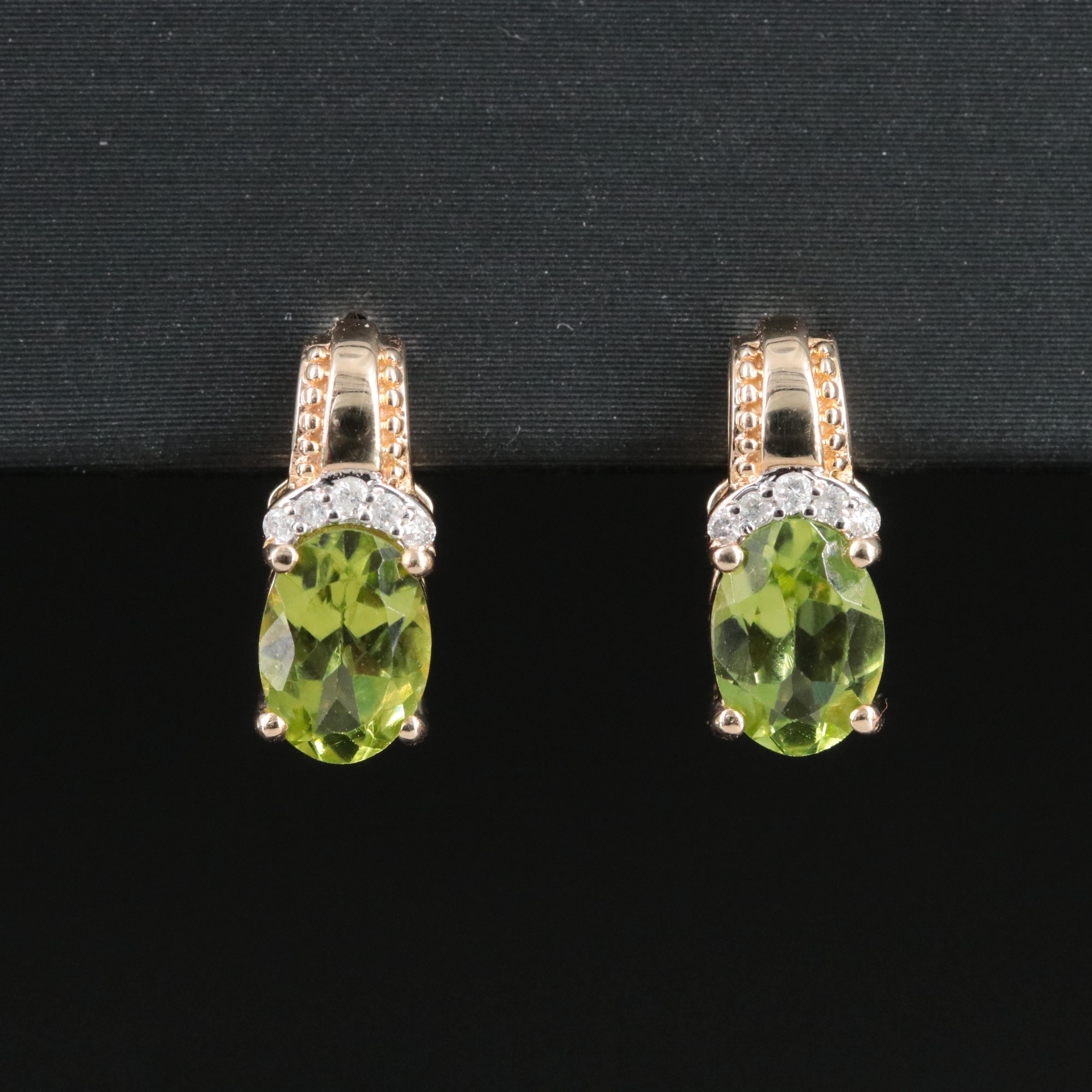 10K Peridot and Diamond Earrings