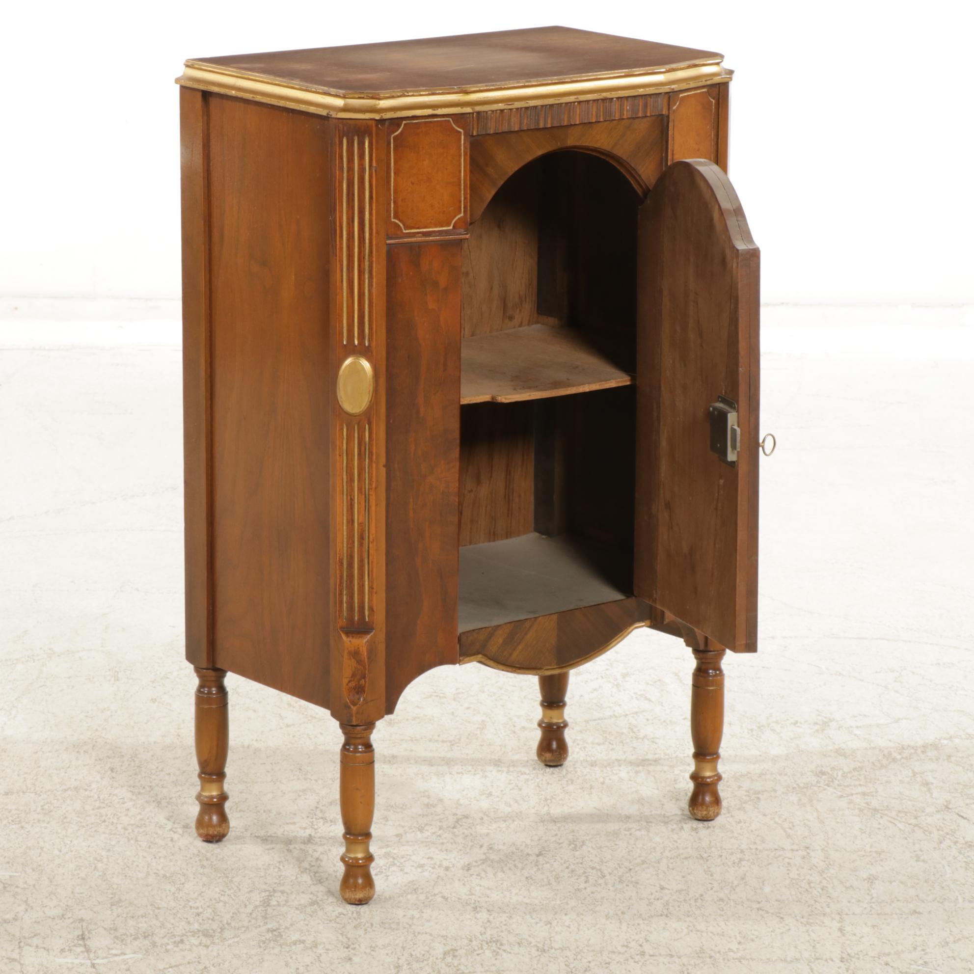 Louis XVI Style Walnut and Burl Veneer Entry Cabinet