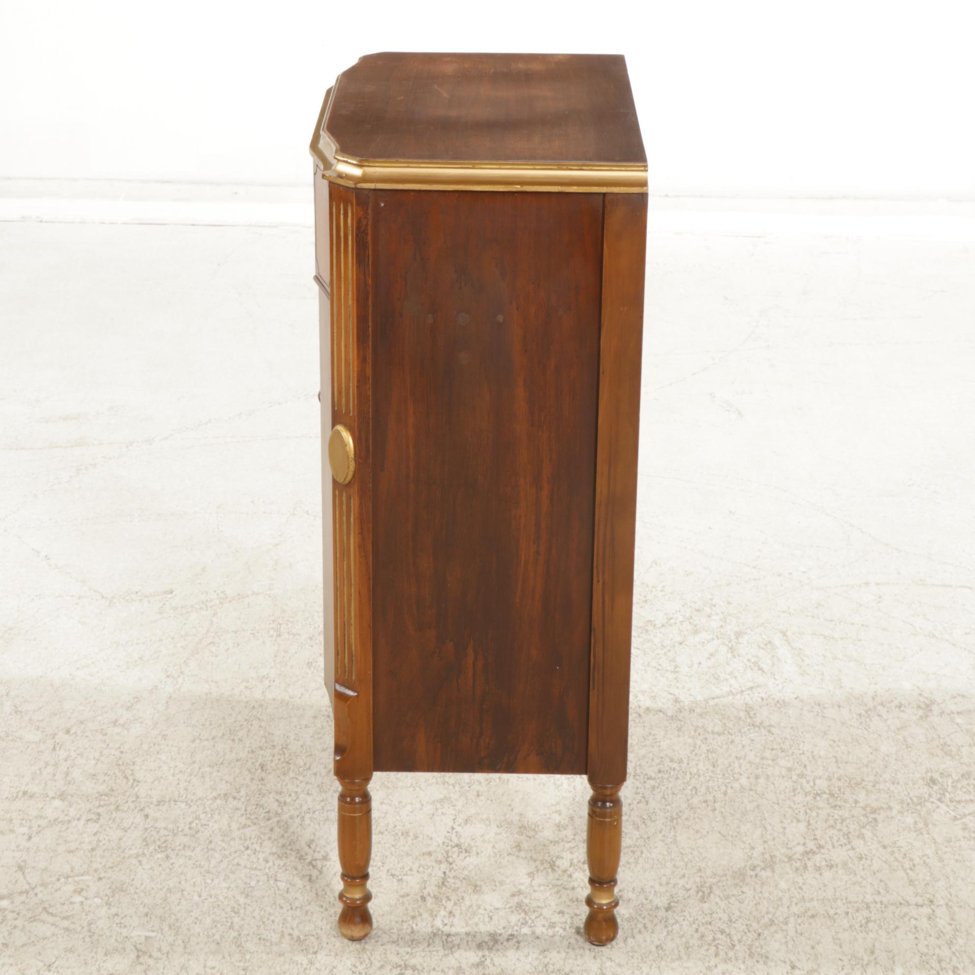 Louis XVI Style Walnut and Burl Veneer Entry Cabinet