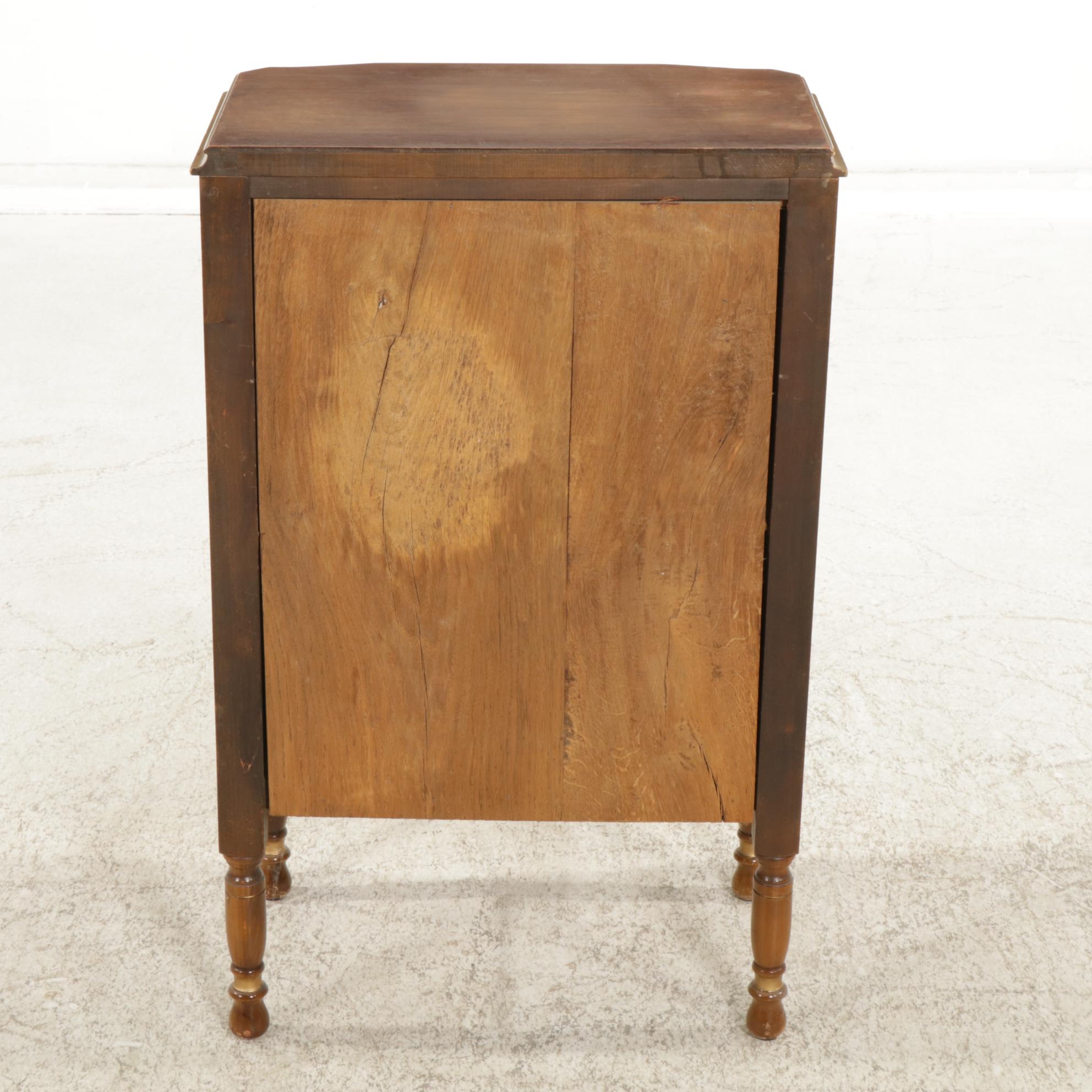 Louis XVI Style Walnut and Burl Veneer Entry Cabinet