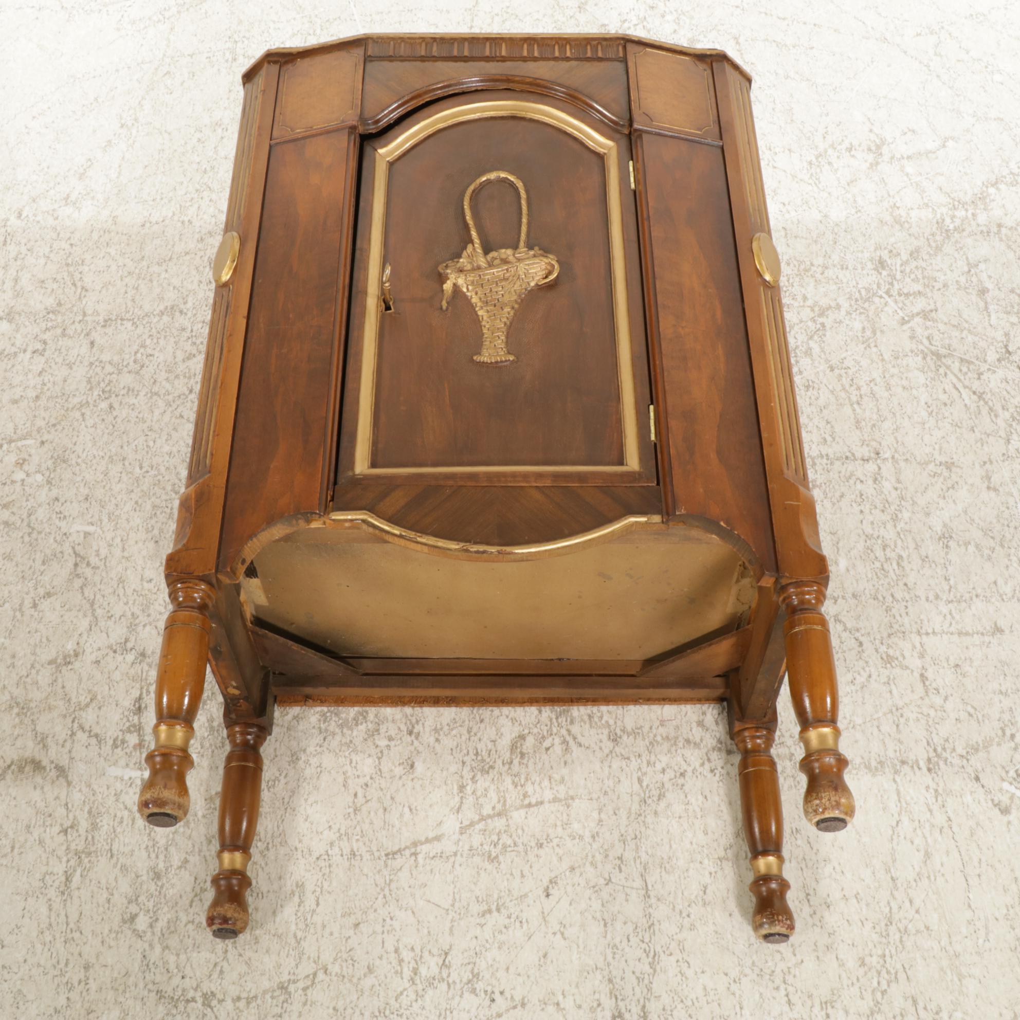 Louis XVI Style Walnut and Burl Veneer Entry Cabinet