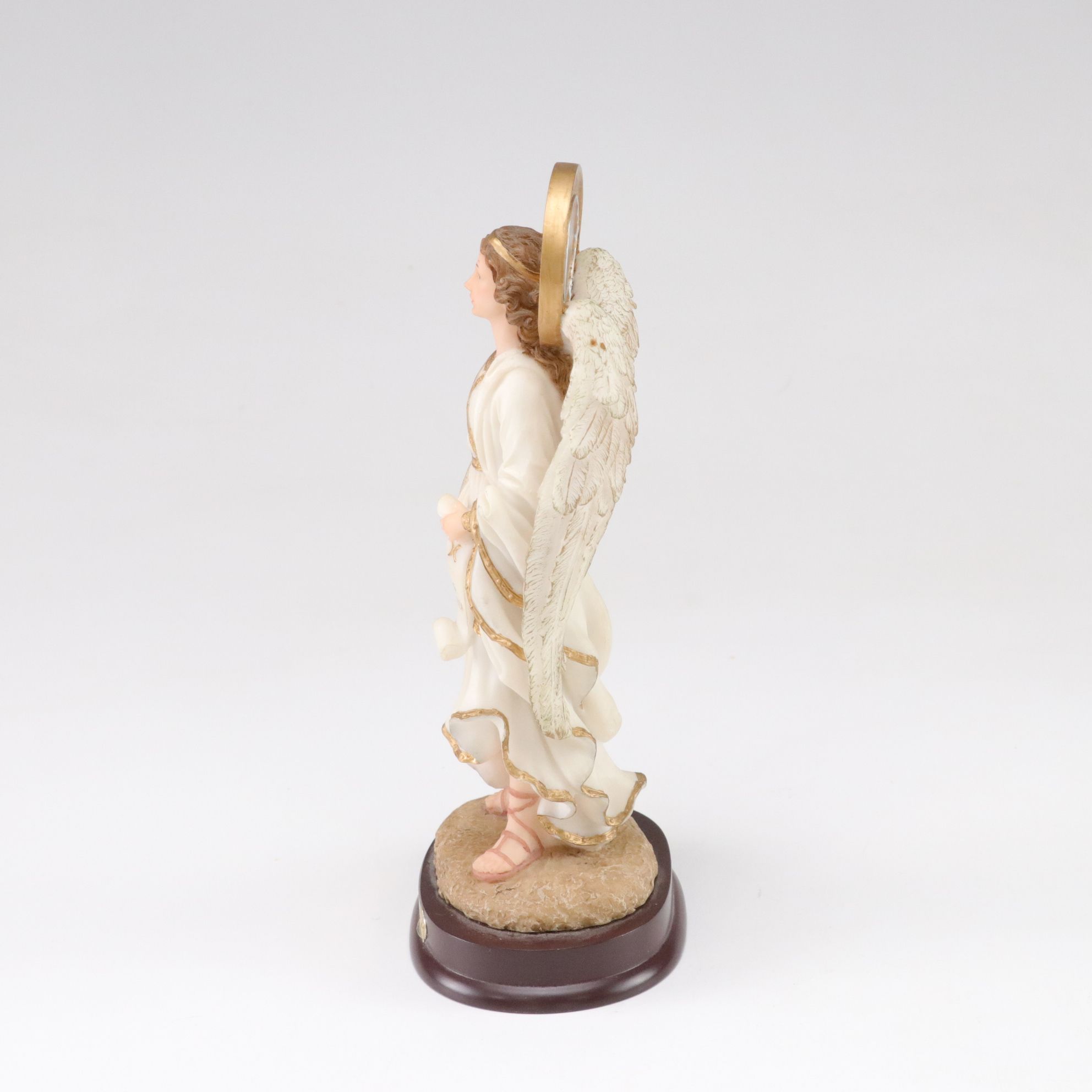 Saint Gabriel Carved Resin Figurine, Herald Angel and Lefton Wall-Hanging Angel