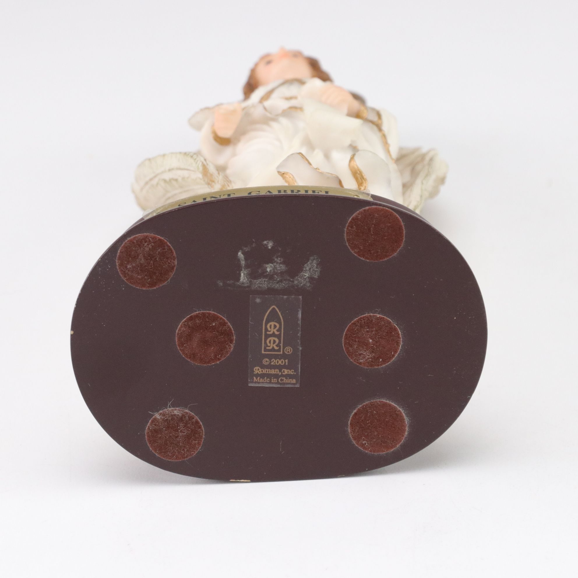 Saint Gabriel Carved Resin Figurine, Herald Angel and Lefton Wall-Hanging Angel