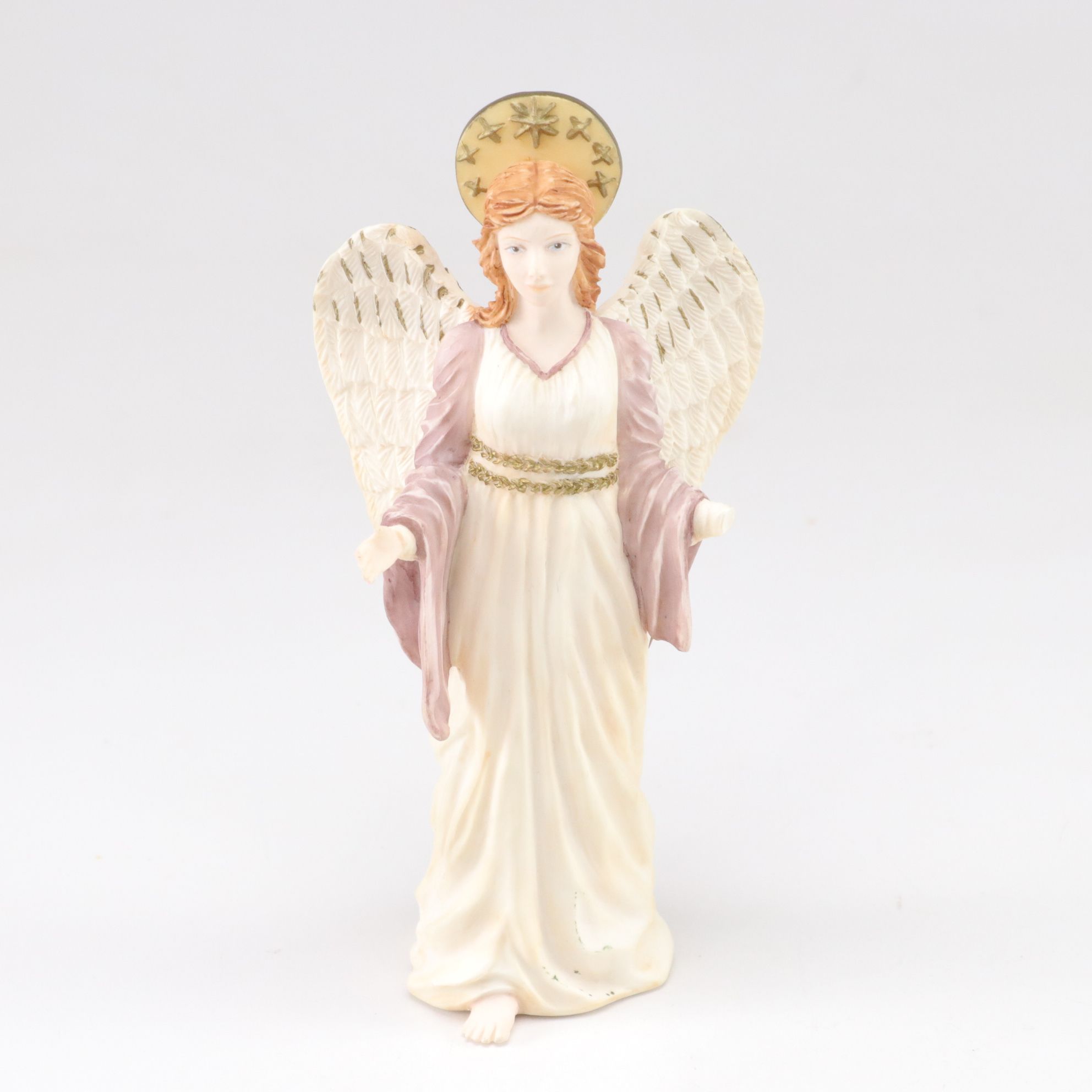 Saint Gabriel Carved Resin Figurine, Herald Angel and Lefton Wall-Hanging Angel