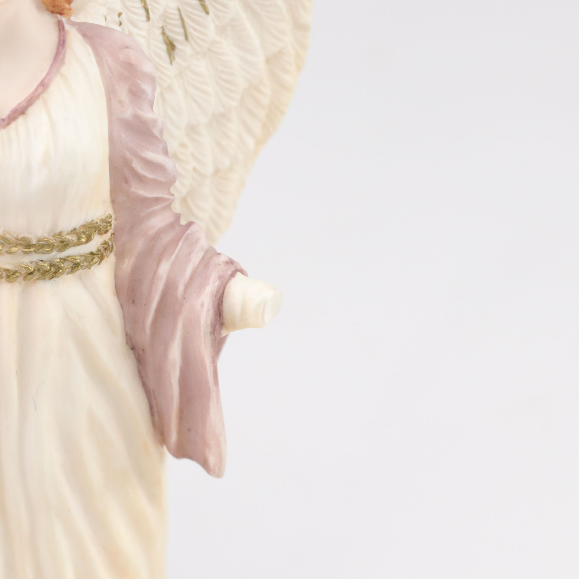 Saint Gabriel Carved Resin Figurine, Herald Angel and Lefton Wall-Hanging Angel