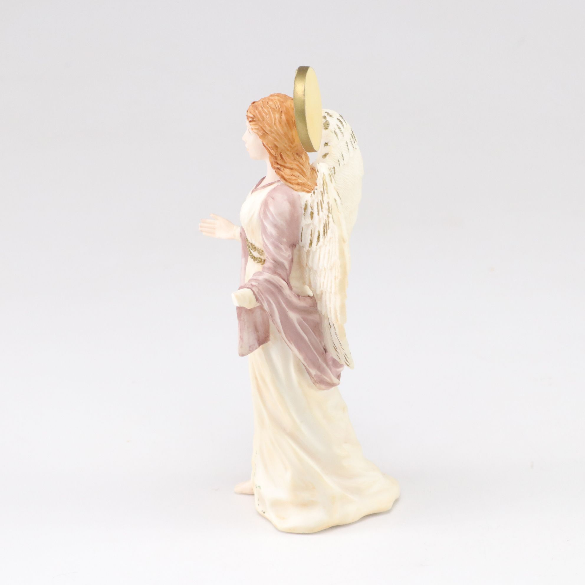 Saint Gabriel Carved Resin Figurine, Herald Angel and Lefton Wall-Hanging Angel