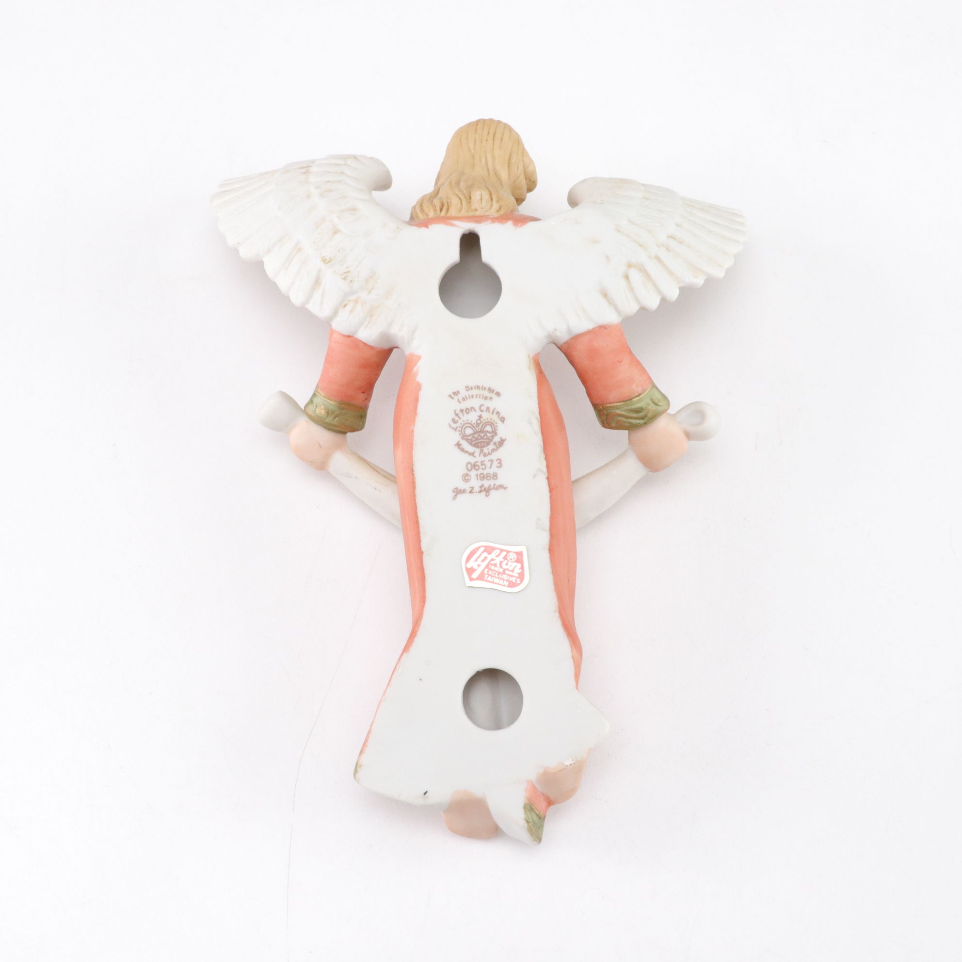 Saint Gabriel Carved Resin Figurine, Herald Angel and Lefton Wall-Hanging Angel