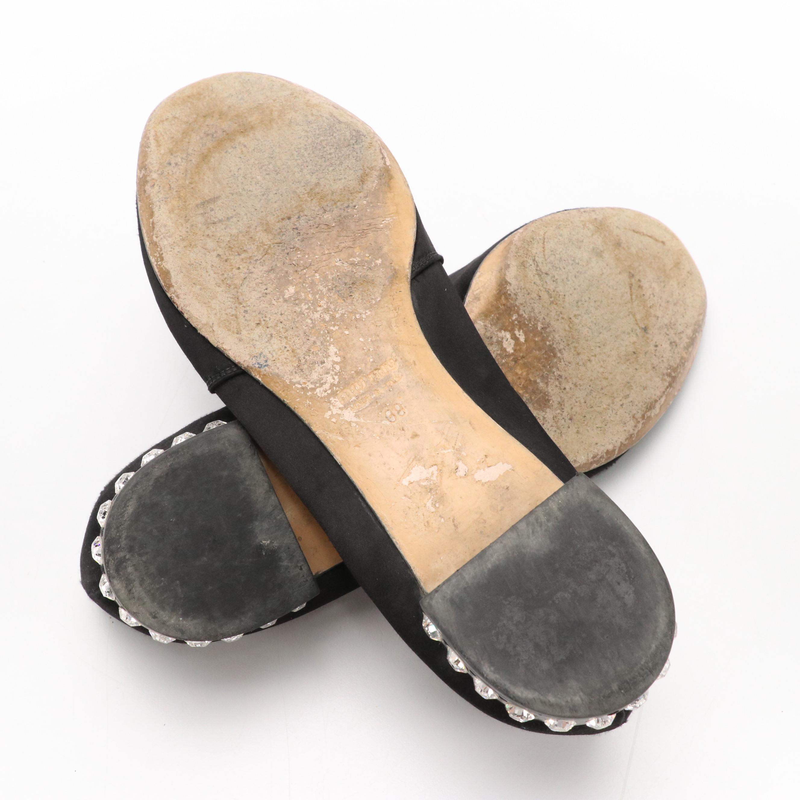 Miu Miu Embellished Heel Loafers in Embroidererd Satin