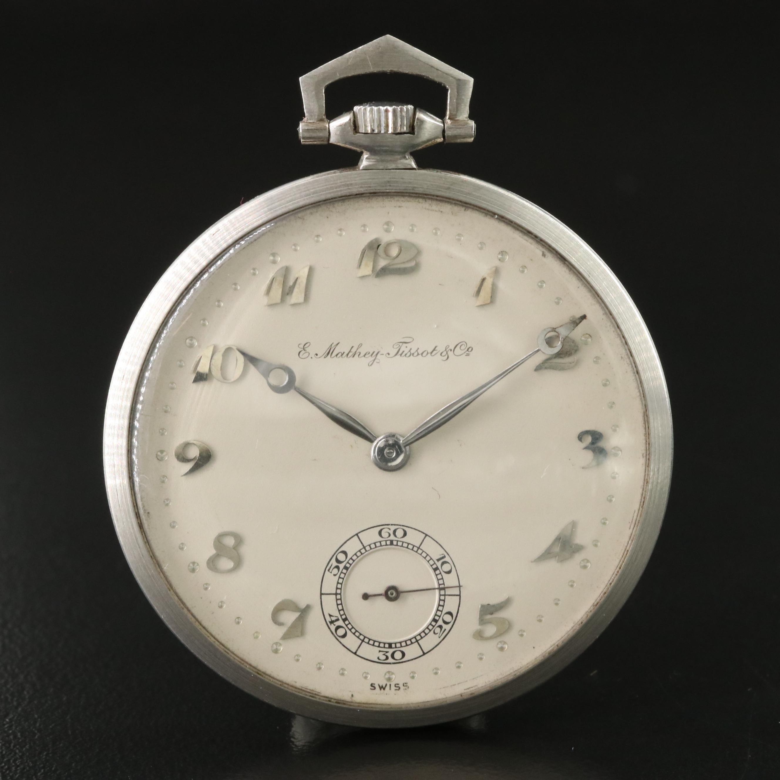 E. Mathey-Tissot & Co Platinum Art Deco Pocket Watch