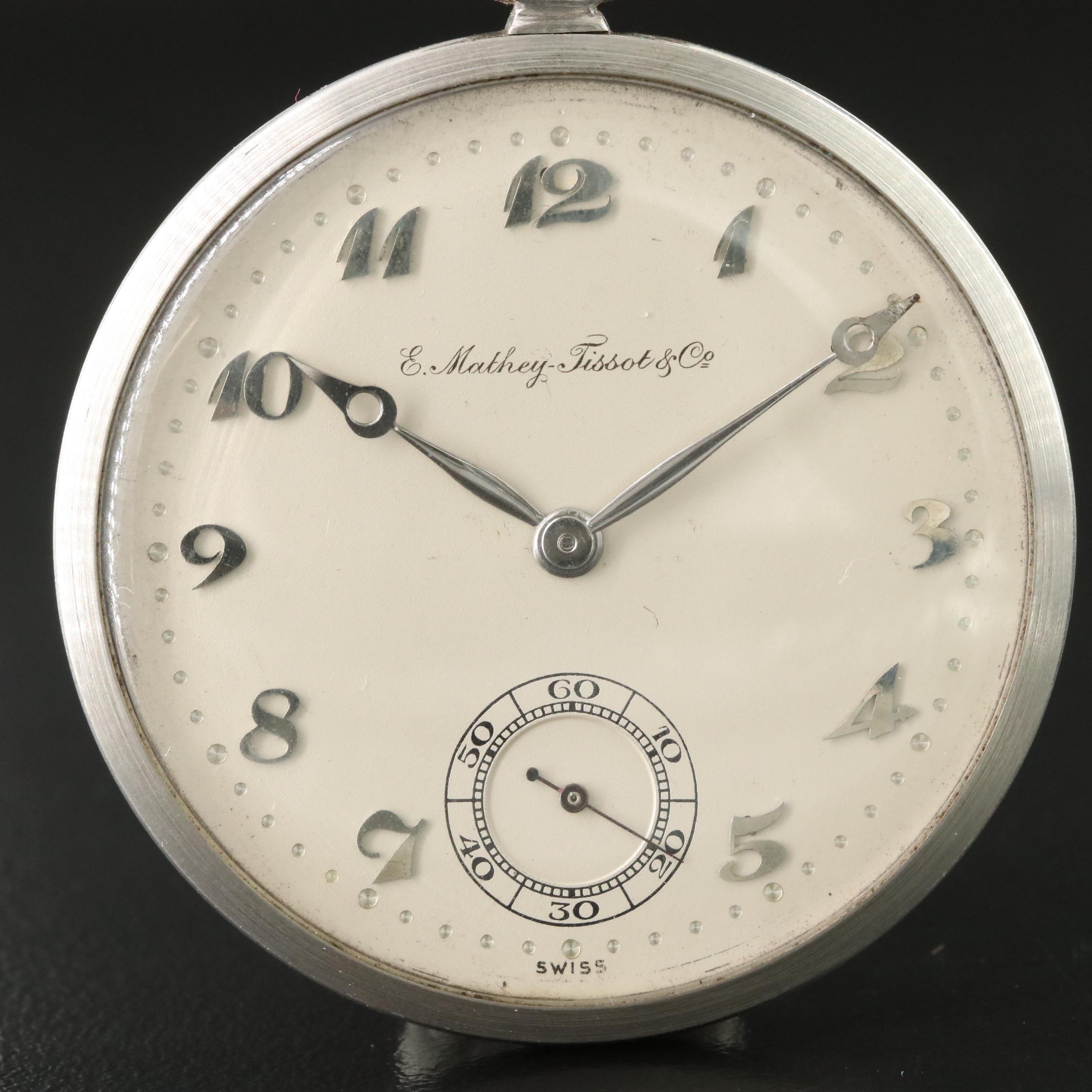 E. Mathey-Tissot & Co Platinum Art Deco Pocket Watch