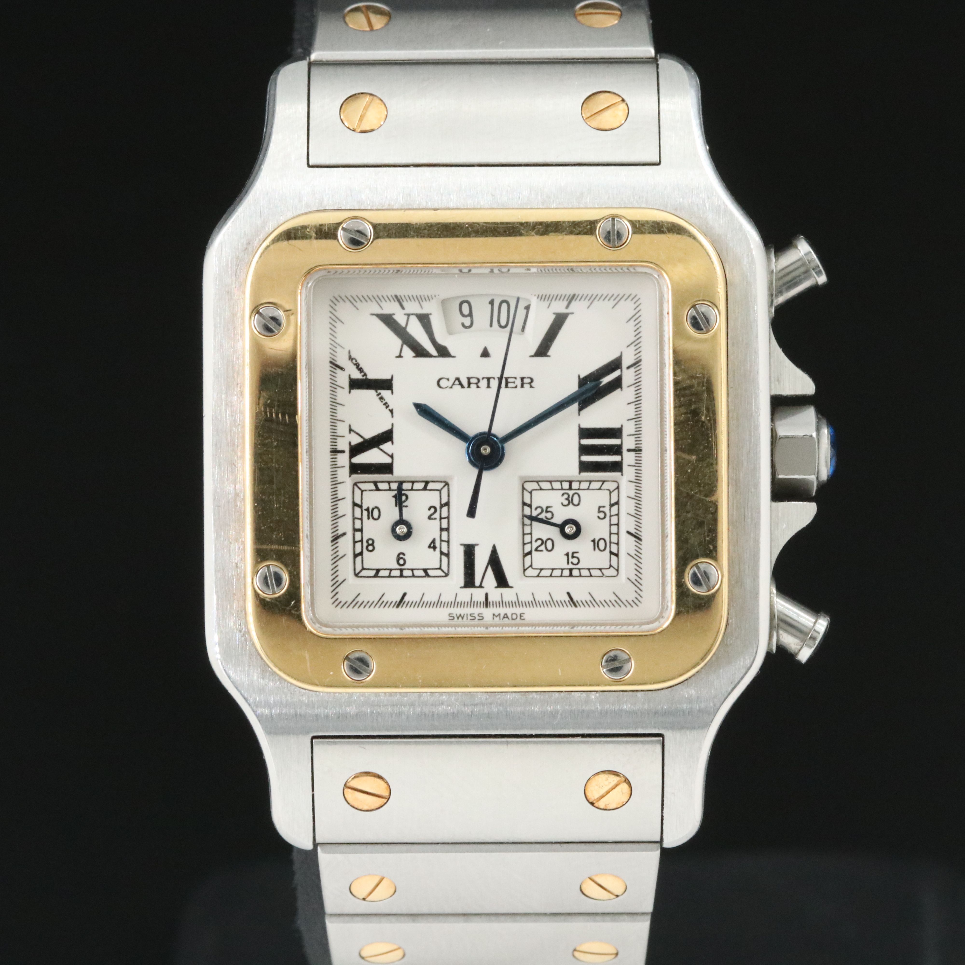 Cartier Santos Galbee 2425 Chronograph 18K & Steel 30mm Quartz Watch