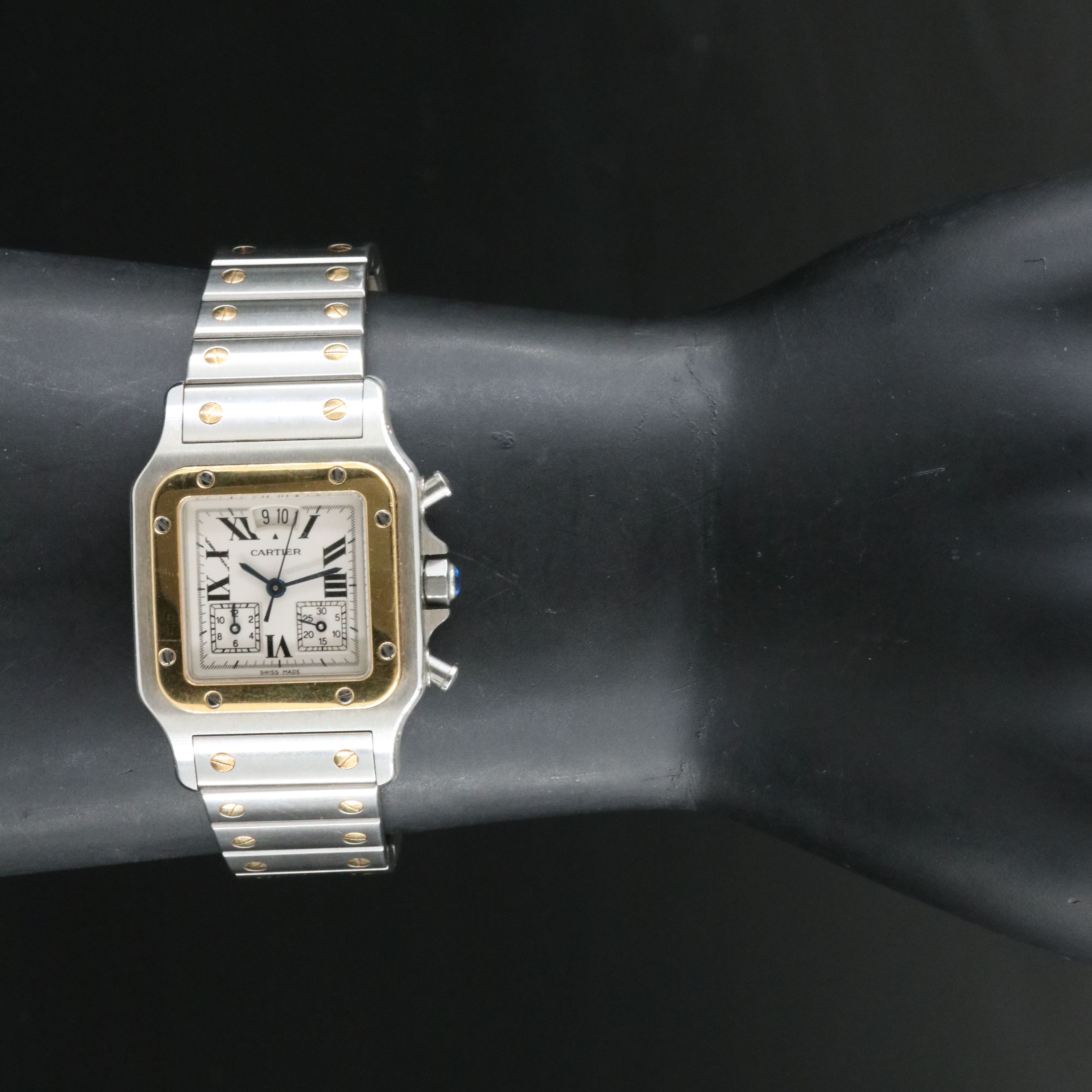 Cartier Santos Galbee 2425 Chronograph 18K & Steel 30mm Quartz Watch