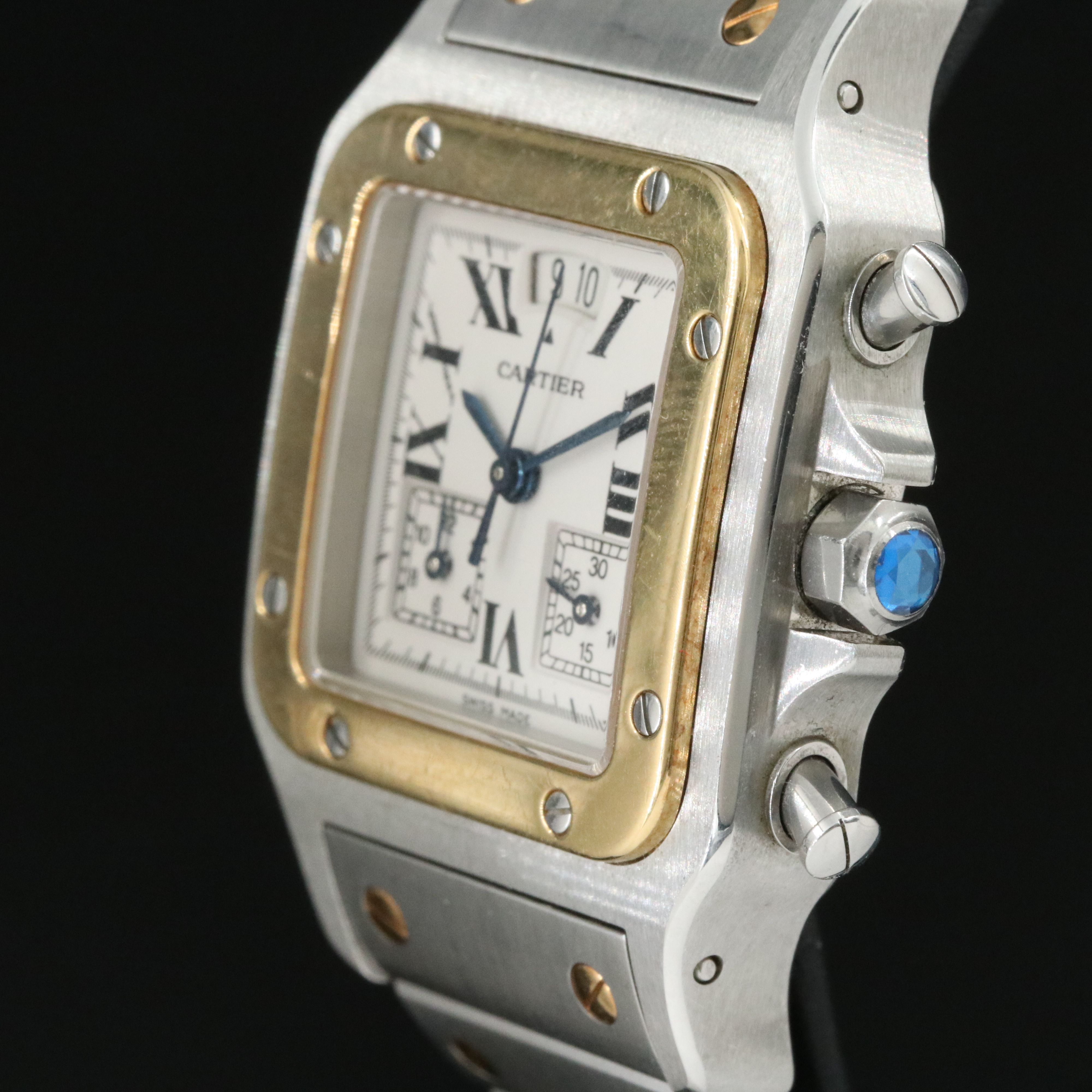 Cartier Santos Galbee 2425 Chronograph 18K & Steel 30mm Quartz Watch