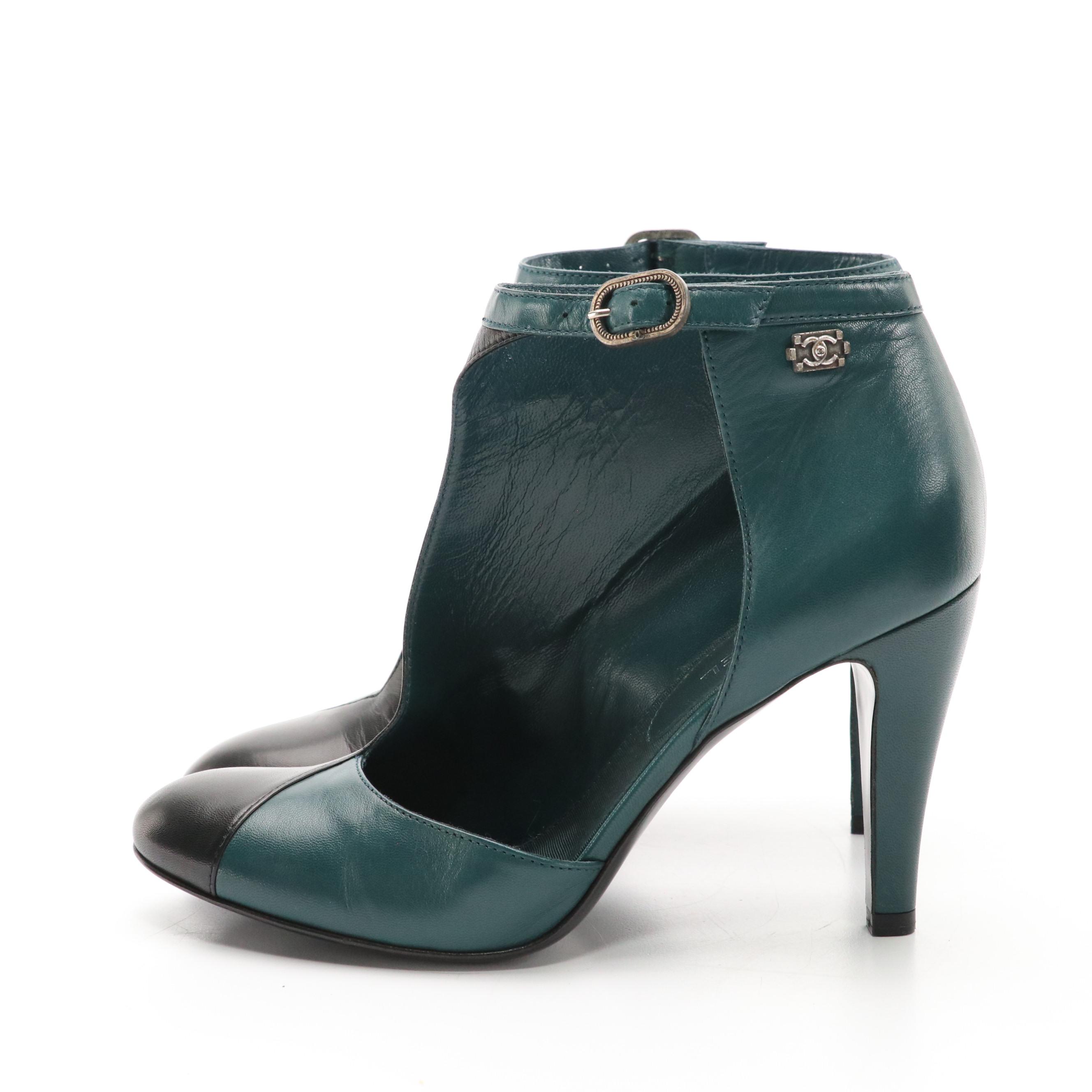 Chanel Boy Logo Half D'Orsay Ankle Boots in Colorblock Leather