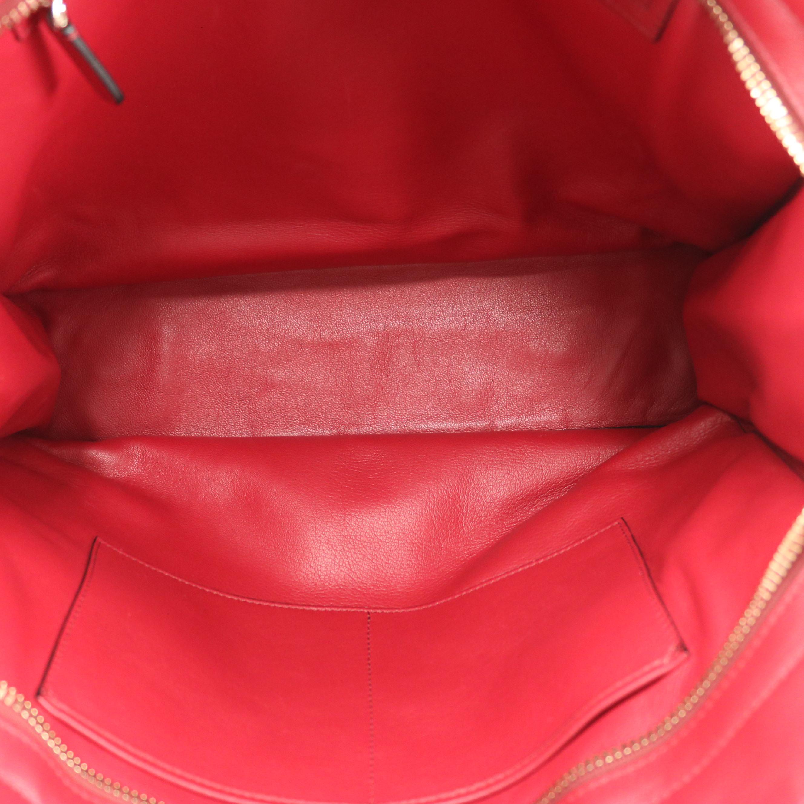 Valentino Garavani Rockstud Vitello Scarlet Red Leather Runway Tote Bag