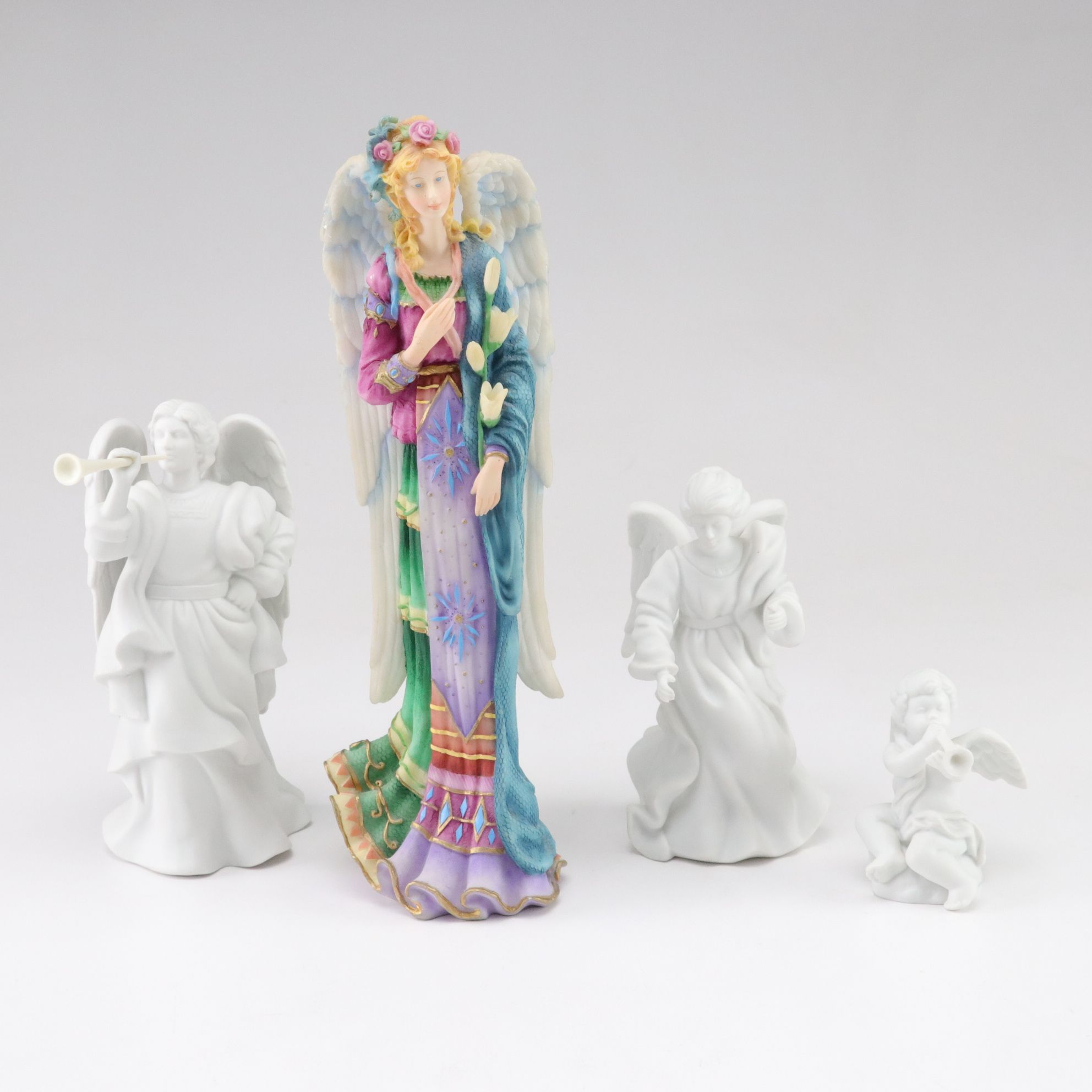 Lenox "The Angel of Peace" Figurine with Avon Nativity Angels