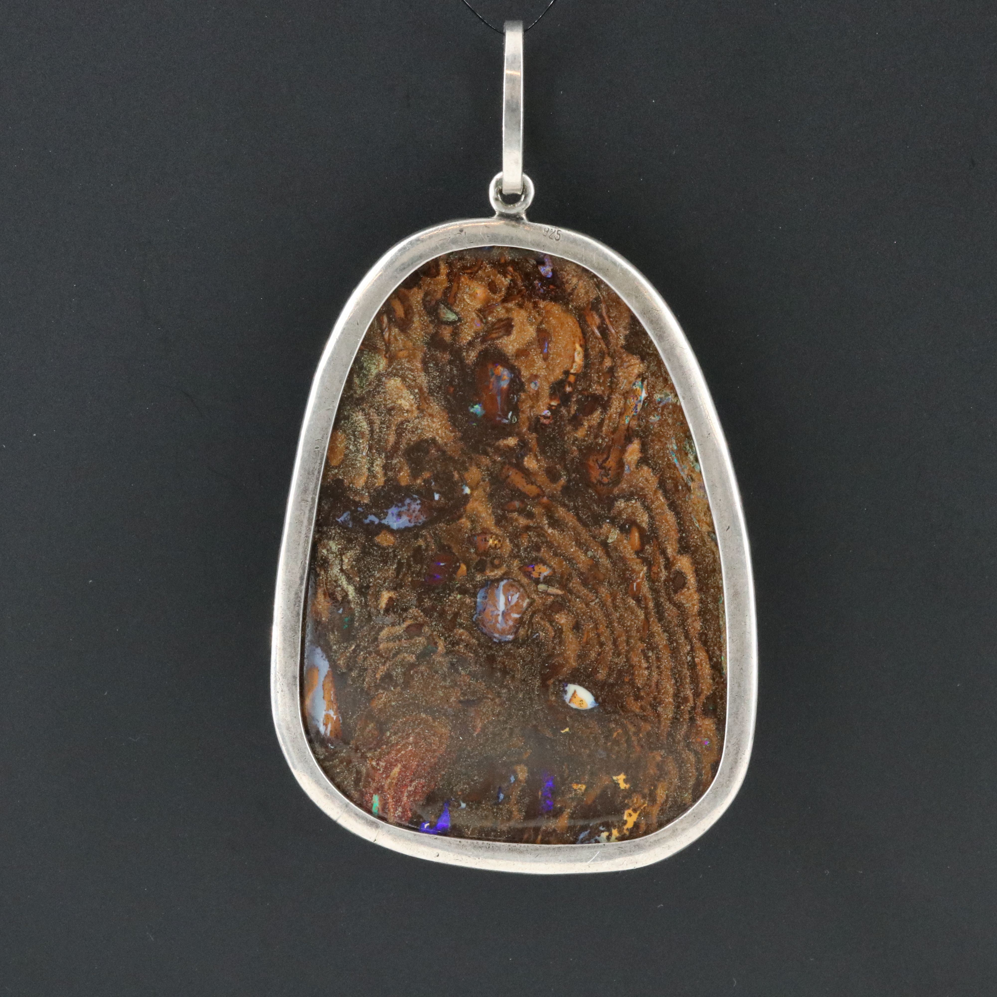 Sheryl Lowe Sterling Boulder Opal and Diamond Pendant