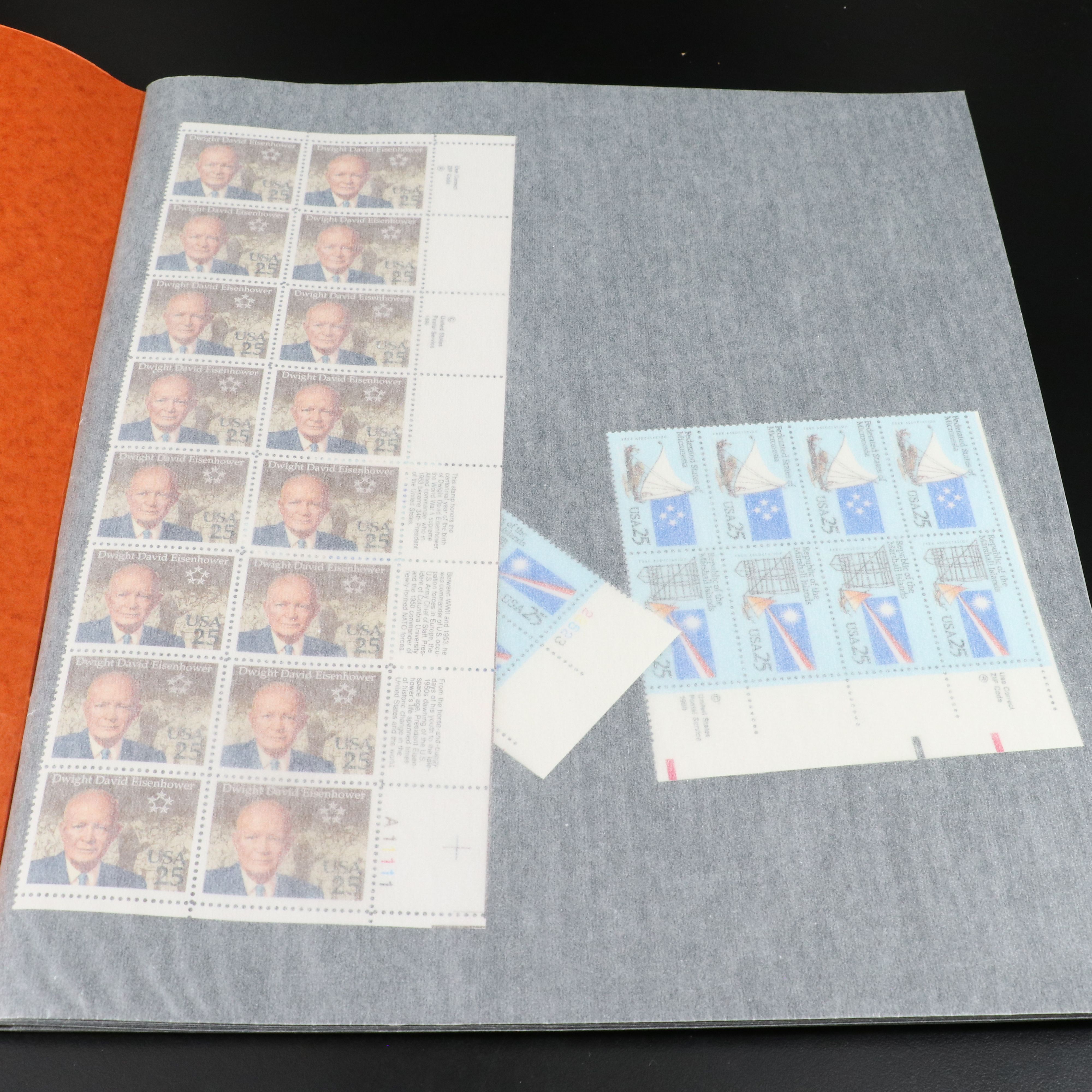 Group of U.S. Postage Stamp Plate Blocks and Mint Stamp Sheets