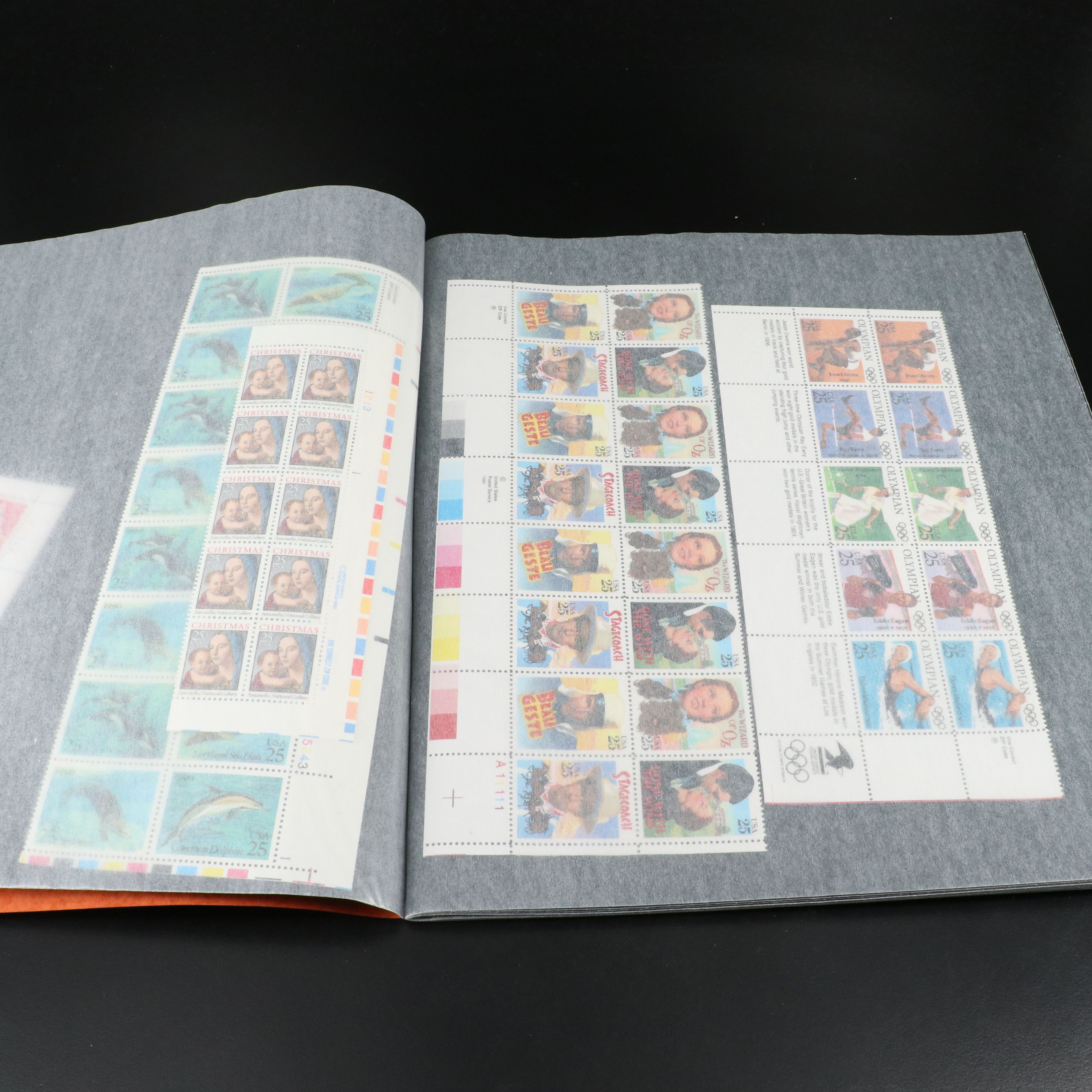 Group of U.S. Postage Stamp Plate Blocks and Mint Stamp Sheets