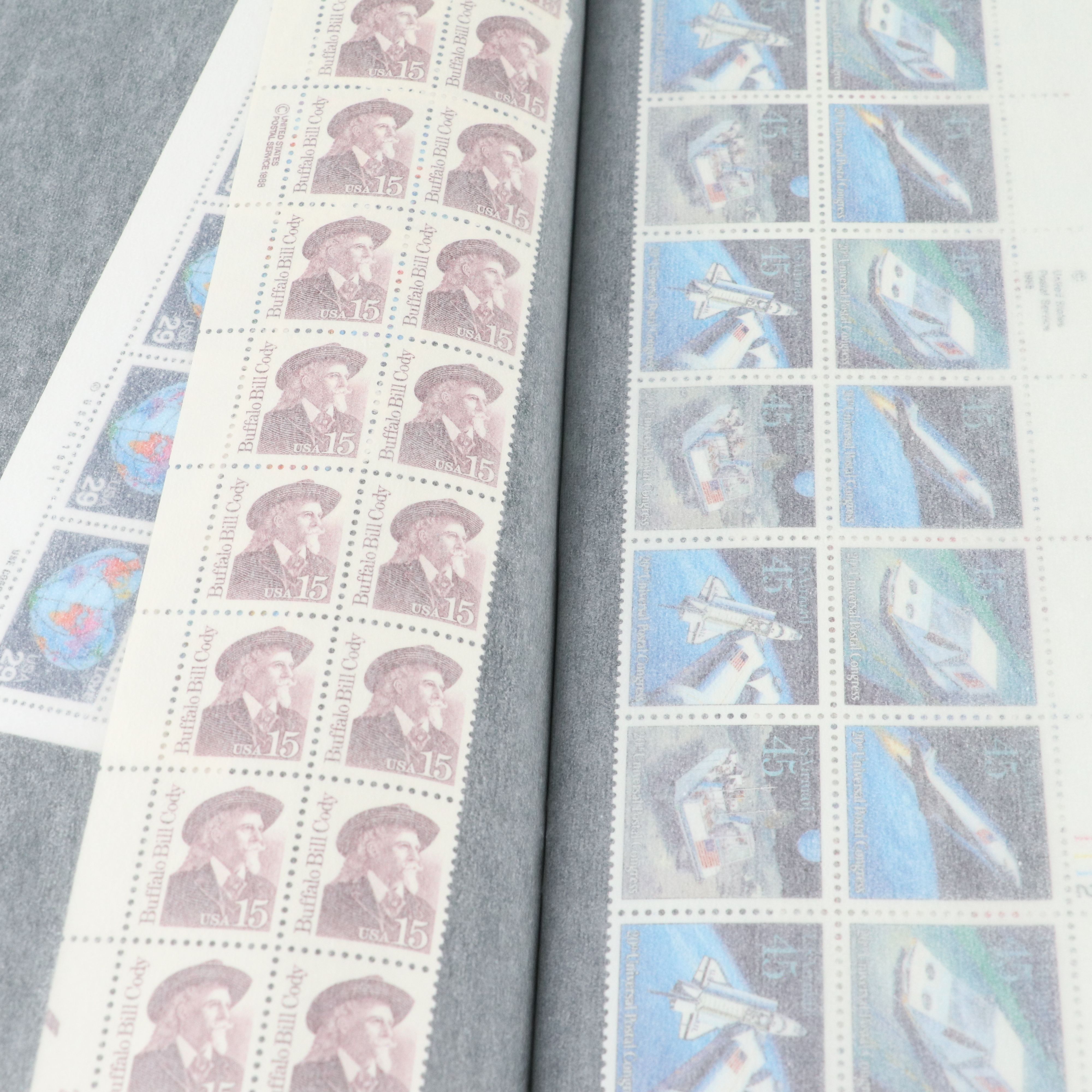 Group of U.S. Postage Stamp Plate Blocks and Mint Stamp Sheets