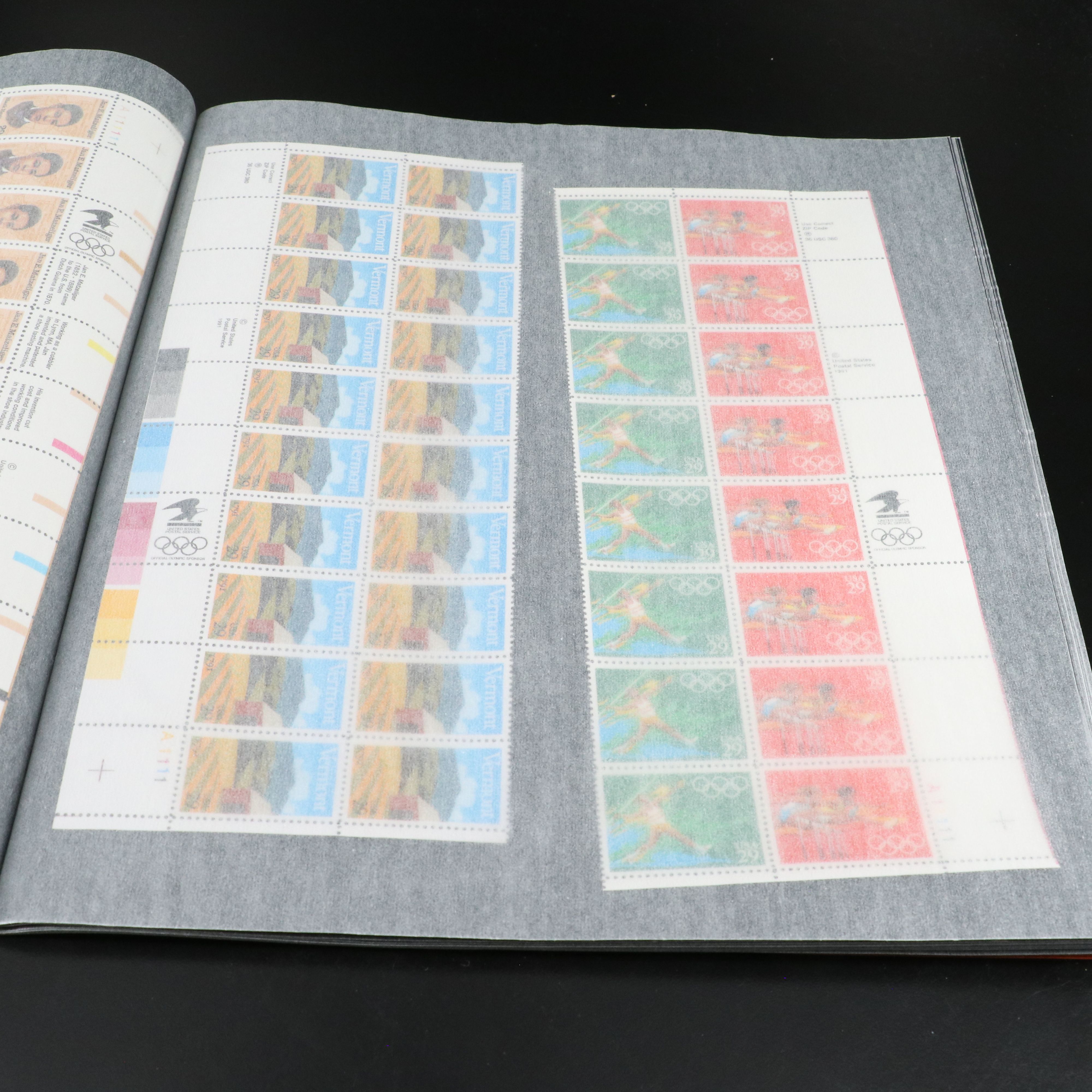 Group of U.S. Postage Stamp Plate Blocks and Mint Stamp Sheets