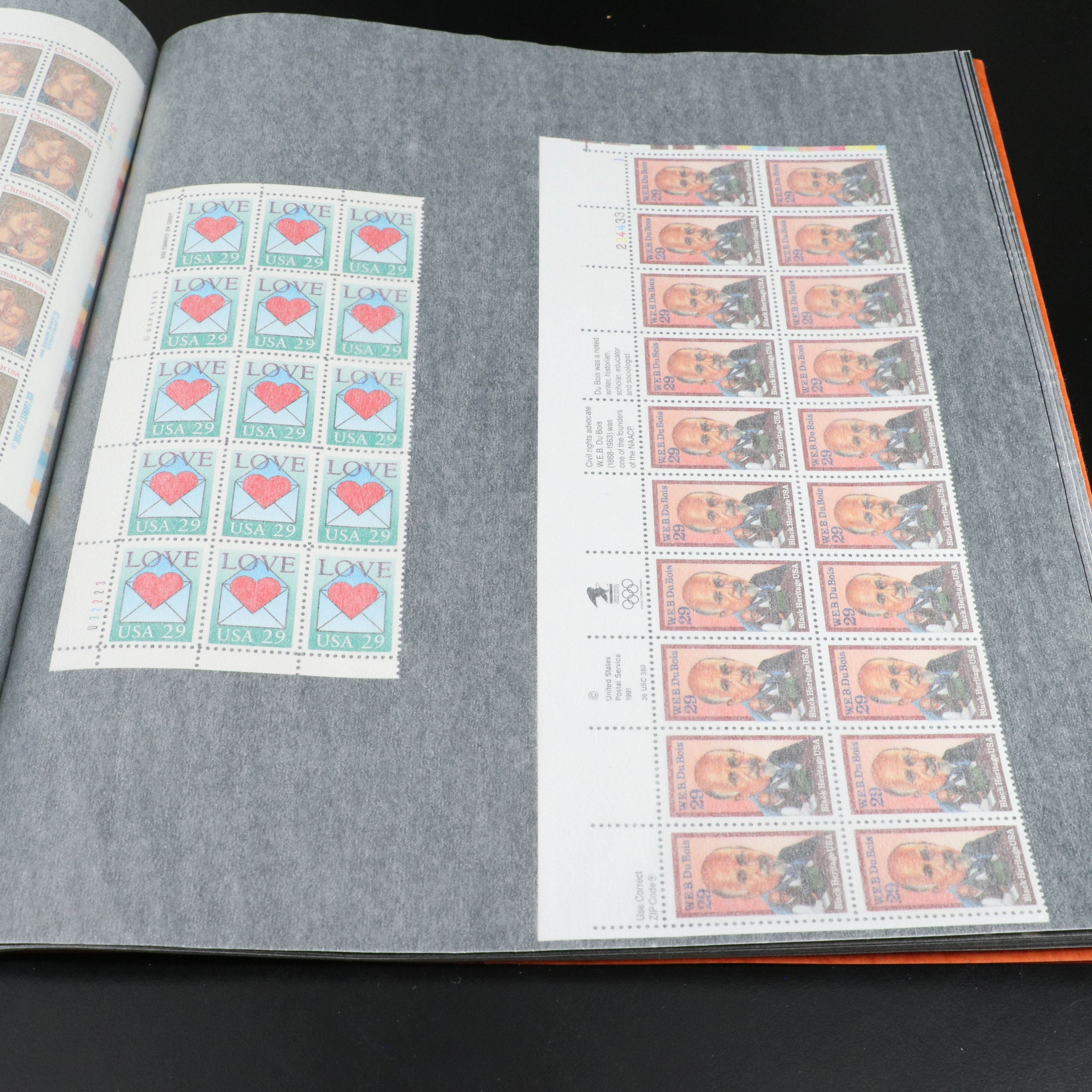 Group of U.S. Postage Stamp Plate Blocks and Mint Stamp Sheets