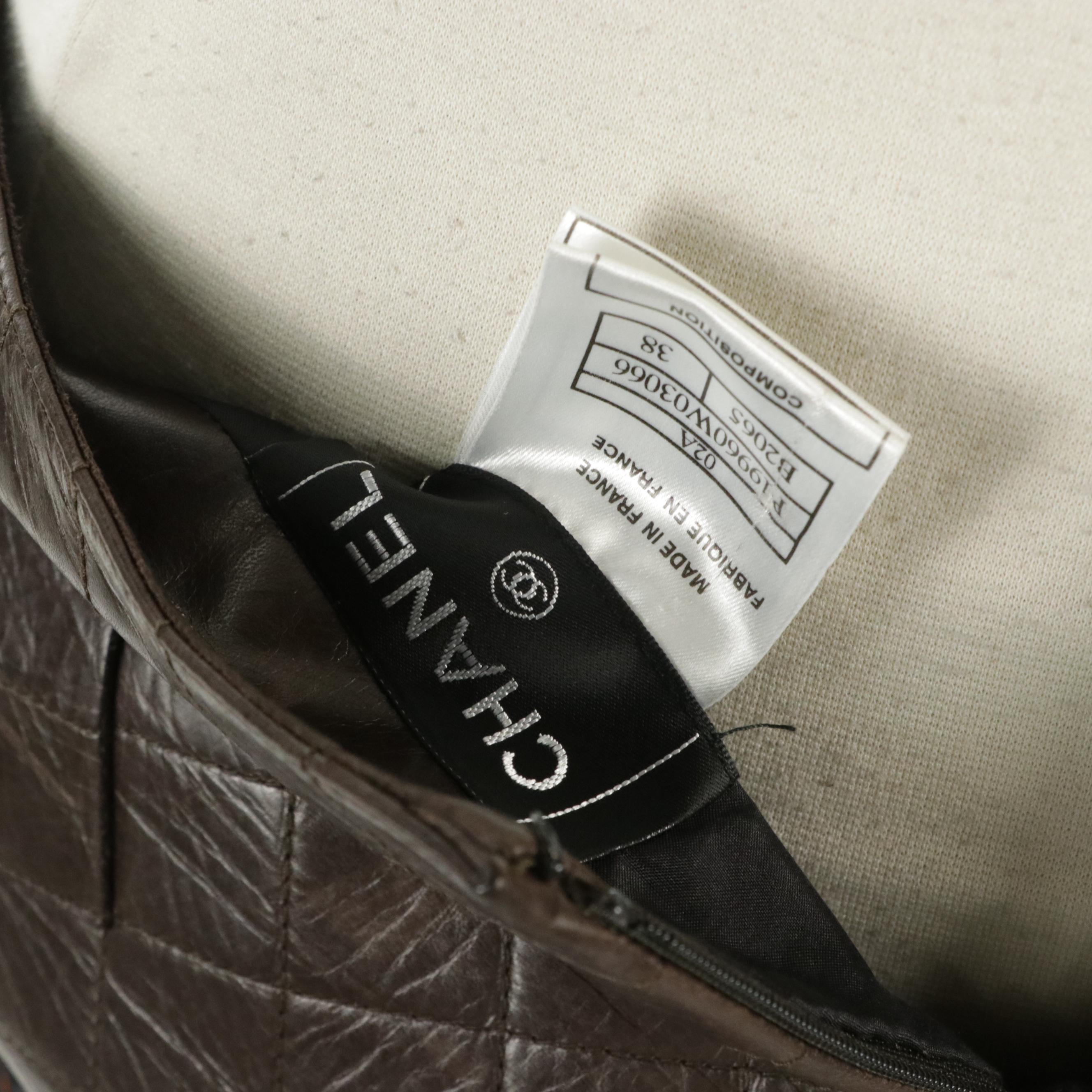 Chanel Tweed Blazer Suit Jacket with Quilted Leather Yoke Flared Mini Skirt