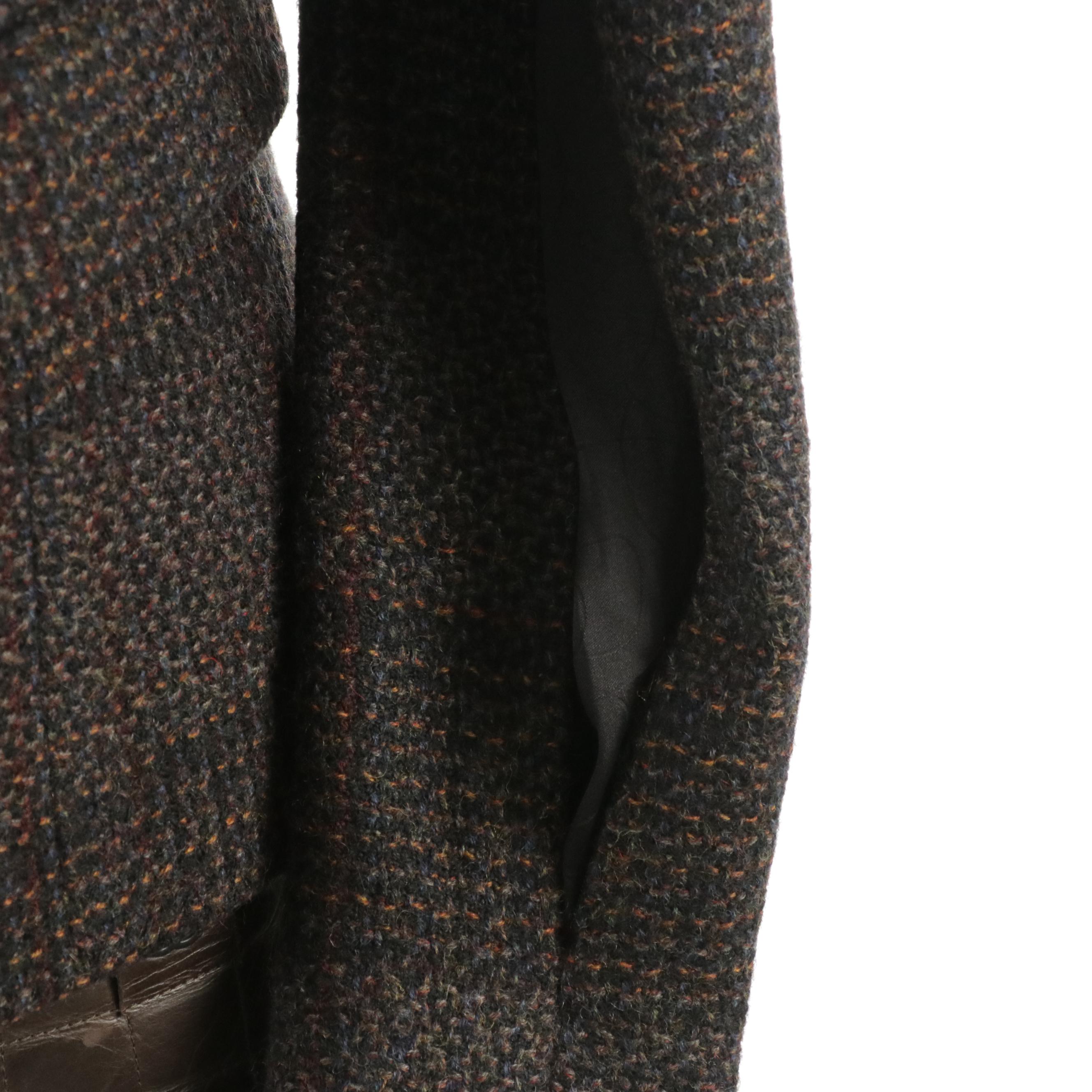 Chanel Tweed Blazer Suit Jacket with Quilted Leather Yoke Flared Mini Skirt