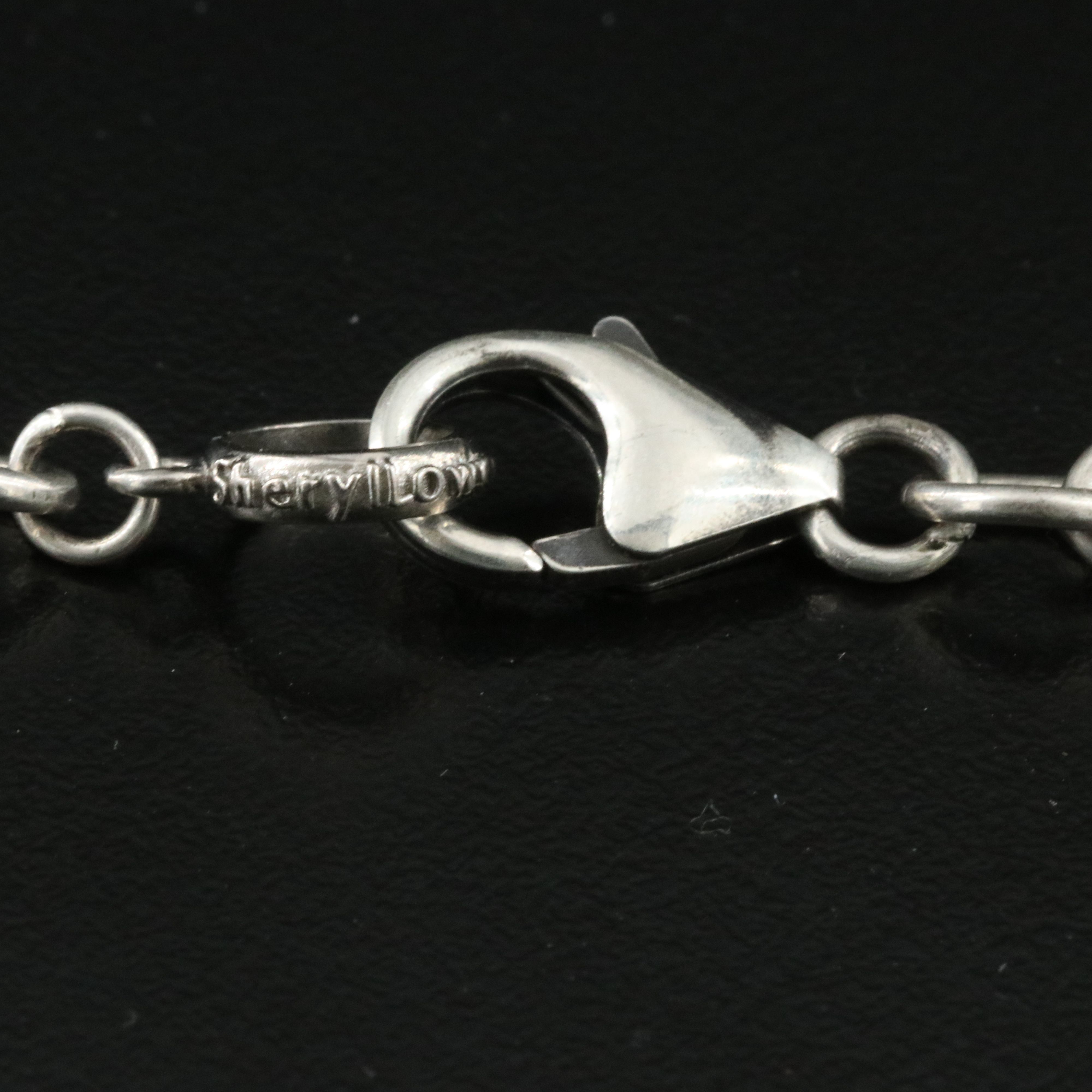 Sheryl Lowe Sterling Malachite and Diamond Necklace