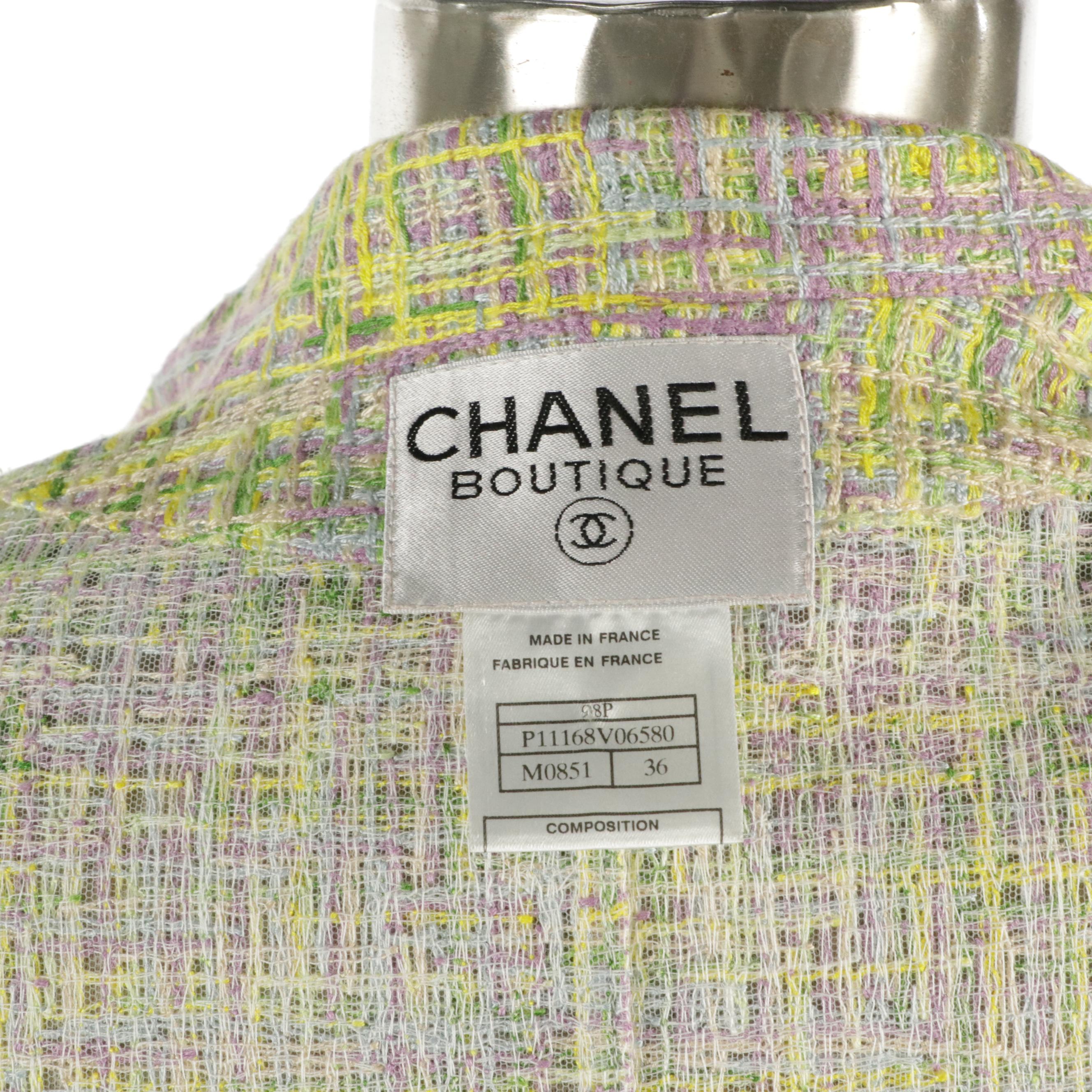 Chanel Boutique Bouclé Knit Skirt Suit in Pastel Cotton Blend