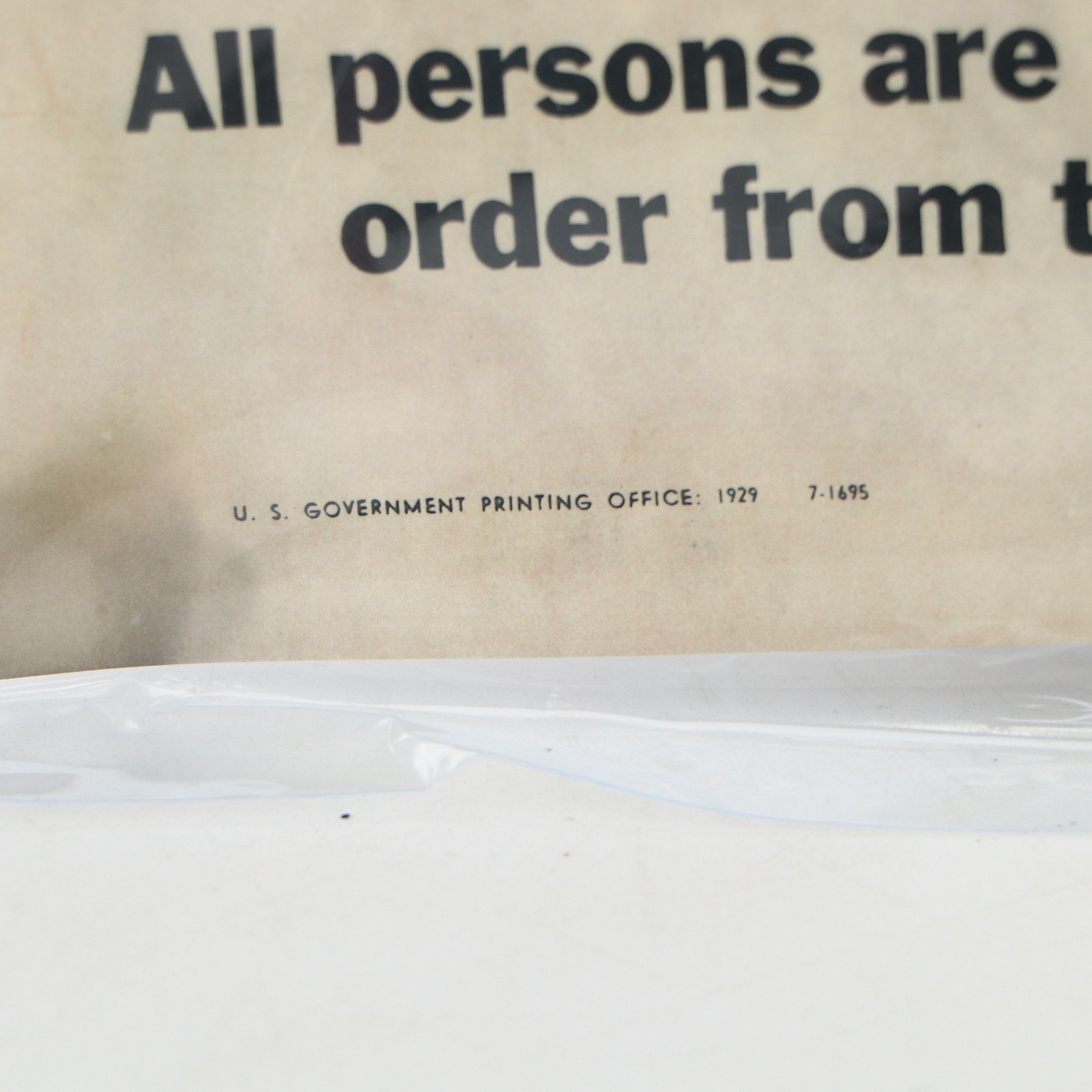 "Closed for Violation of National Prohibition Act" Paper Sign