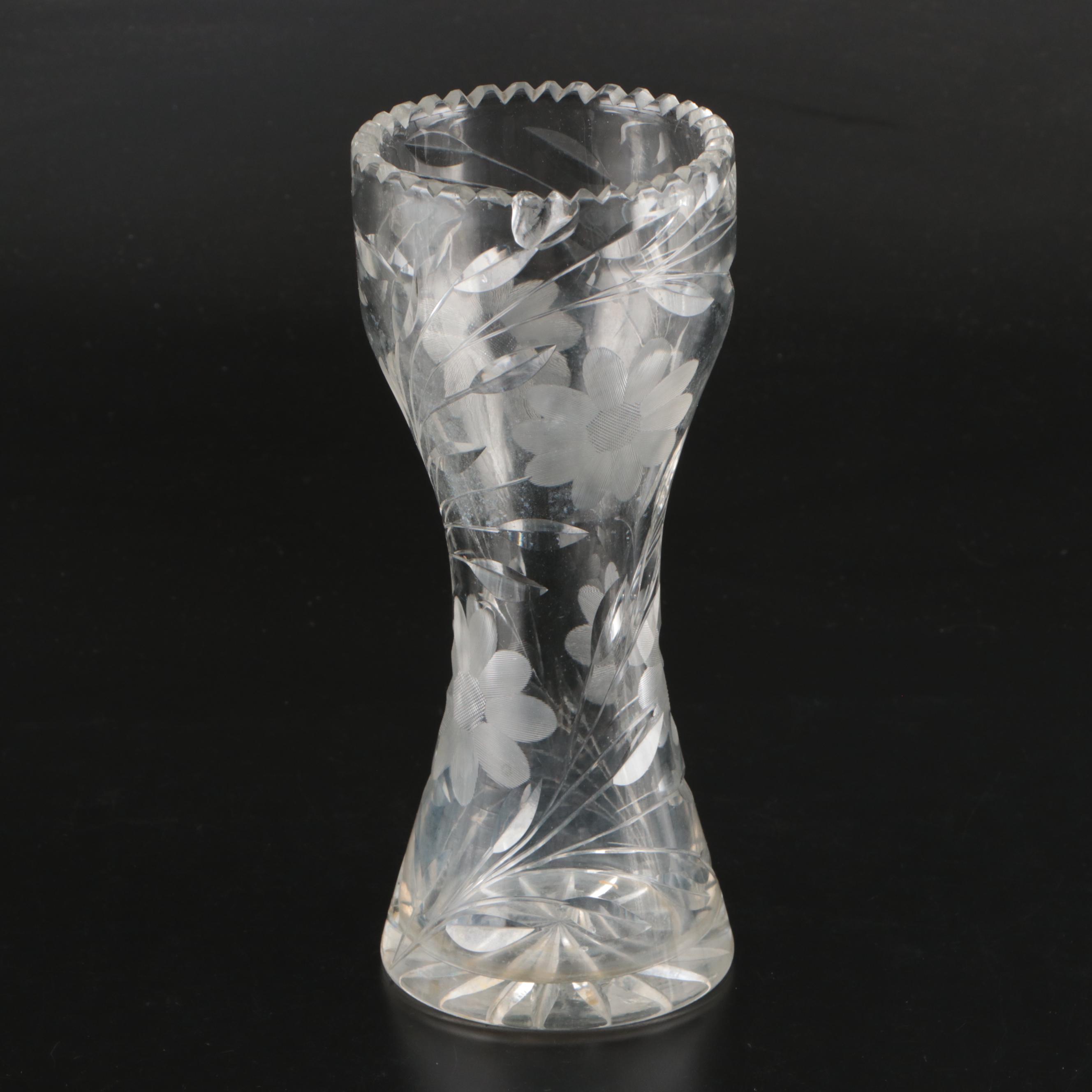 Victorian Cut Glass Three-Ring Neck Decanter w/. American Brilliant Cut Glass