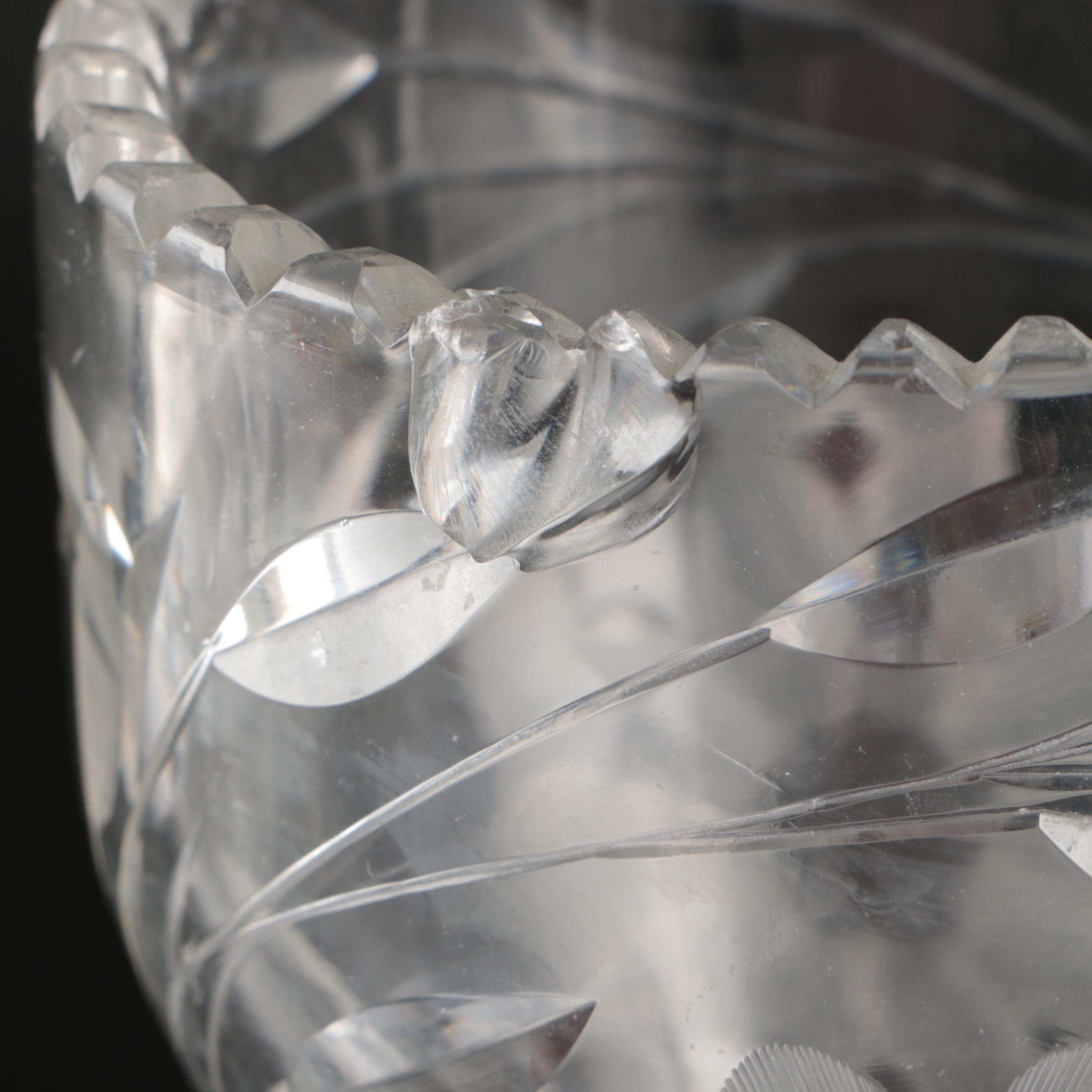 Victorian Cut Glass Three-Ring Neck Decanter w/. American Brilliant Cut Glass