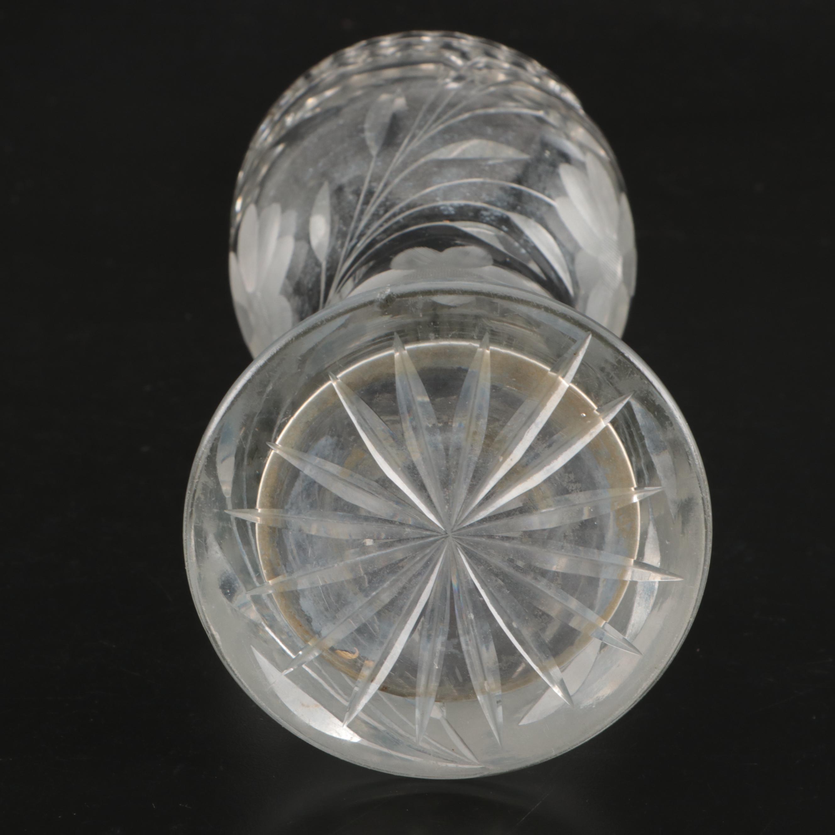 Victorian Cut Glass Three-Ring Neck Decanter w/. American Brilliant Cut Glass