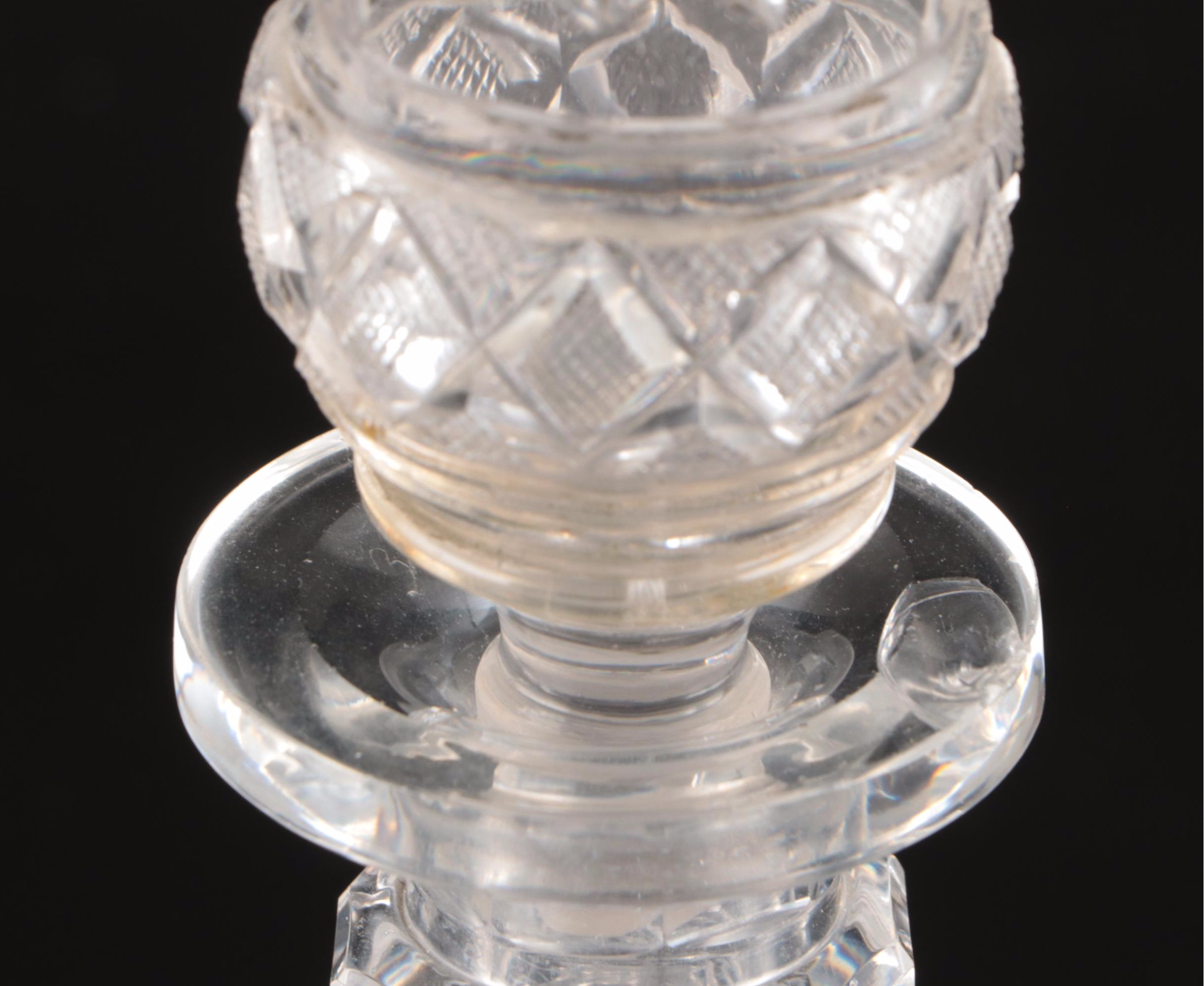 Victorian Cut Glass Three-Ring Neck Decanter w/. American Brilliant Cut Glass