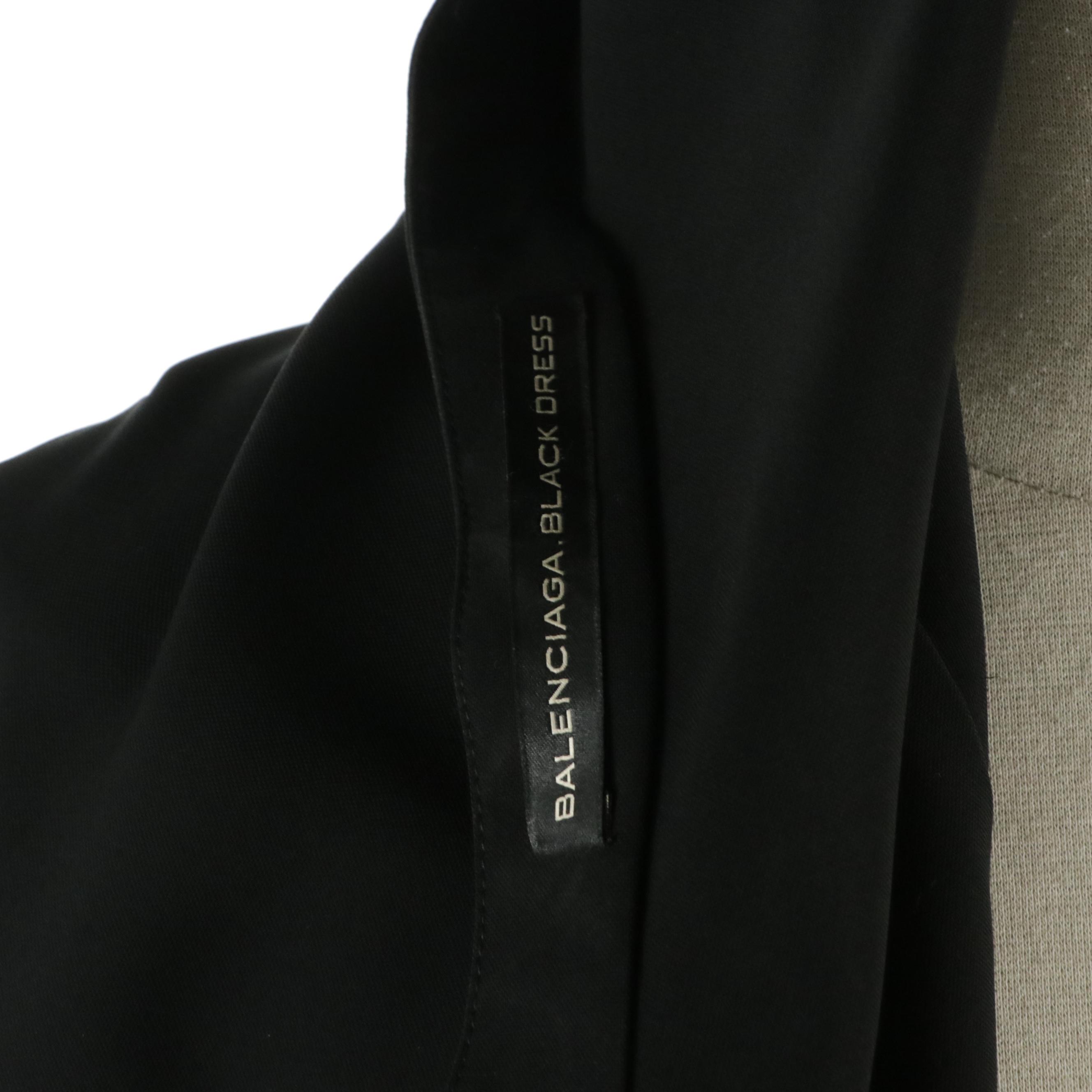 Balenciaga Black Long Sleeve Dress with Hidden Snap Placket and Pleated Skirt