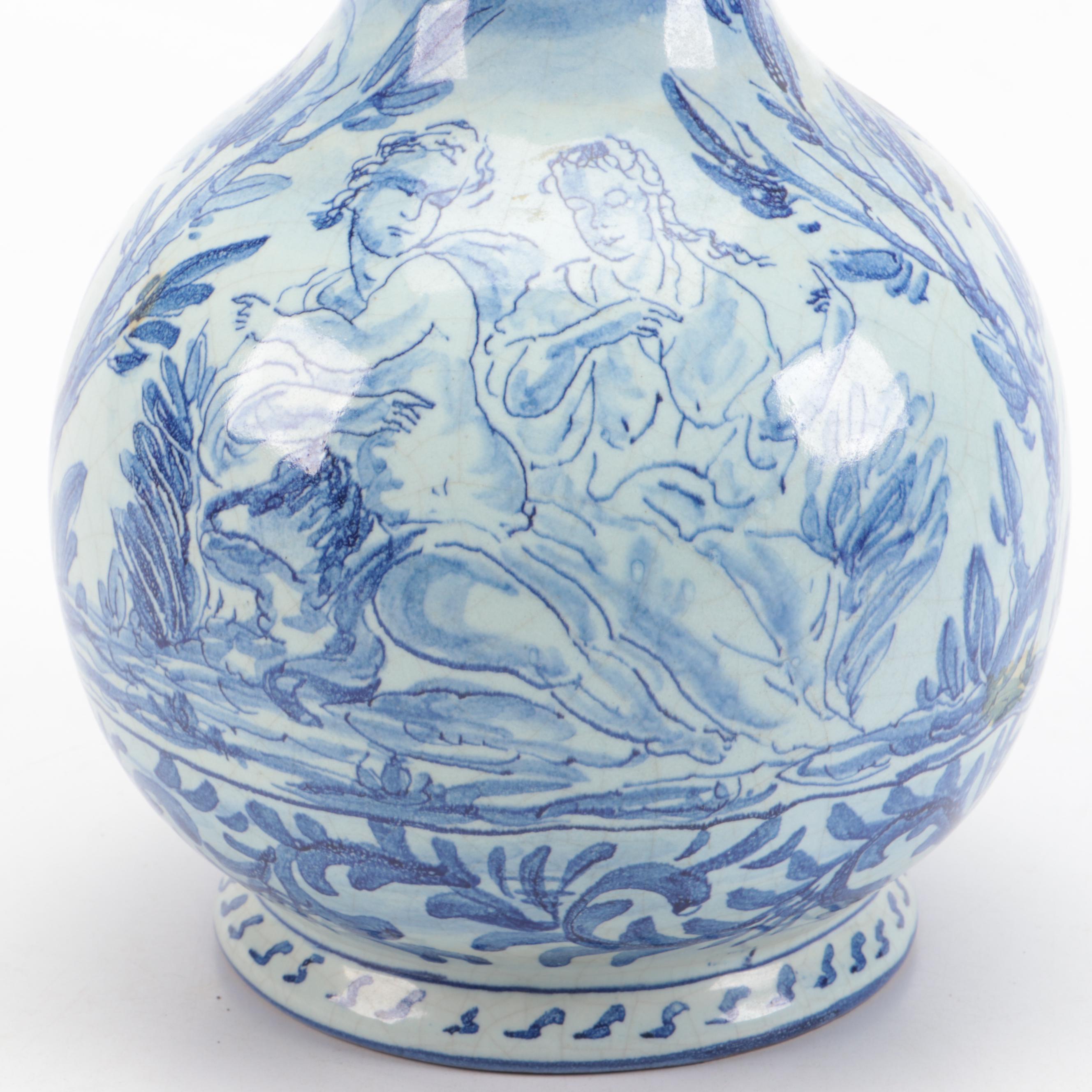 Studio Ernan Albisola Hand-Painted Italian Majolica Vase