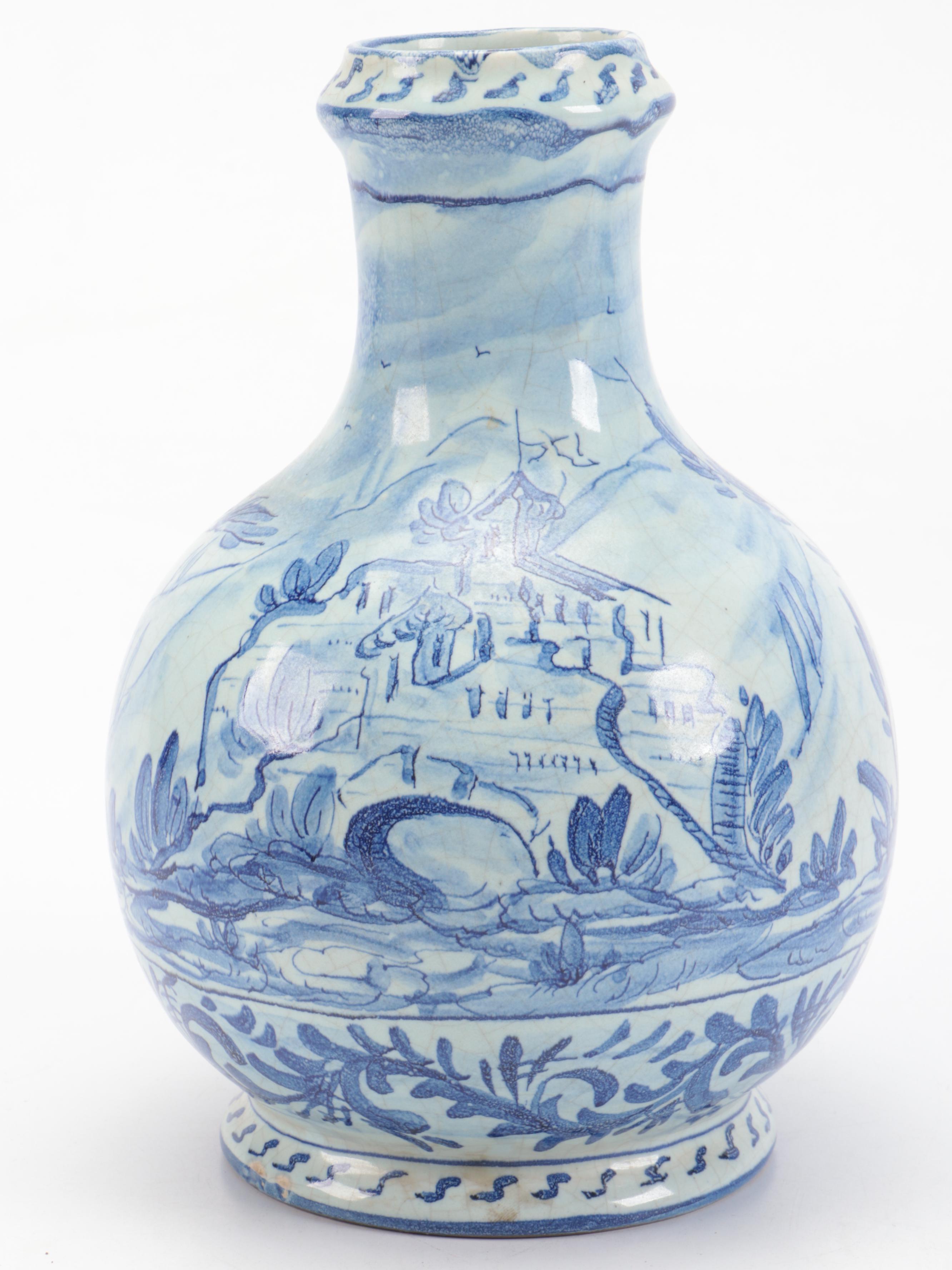 Studio Ernan Albisola Hand-Painted Italian Majolica Vase