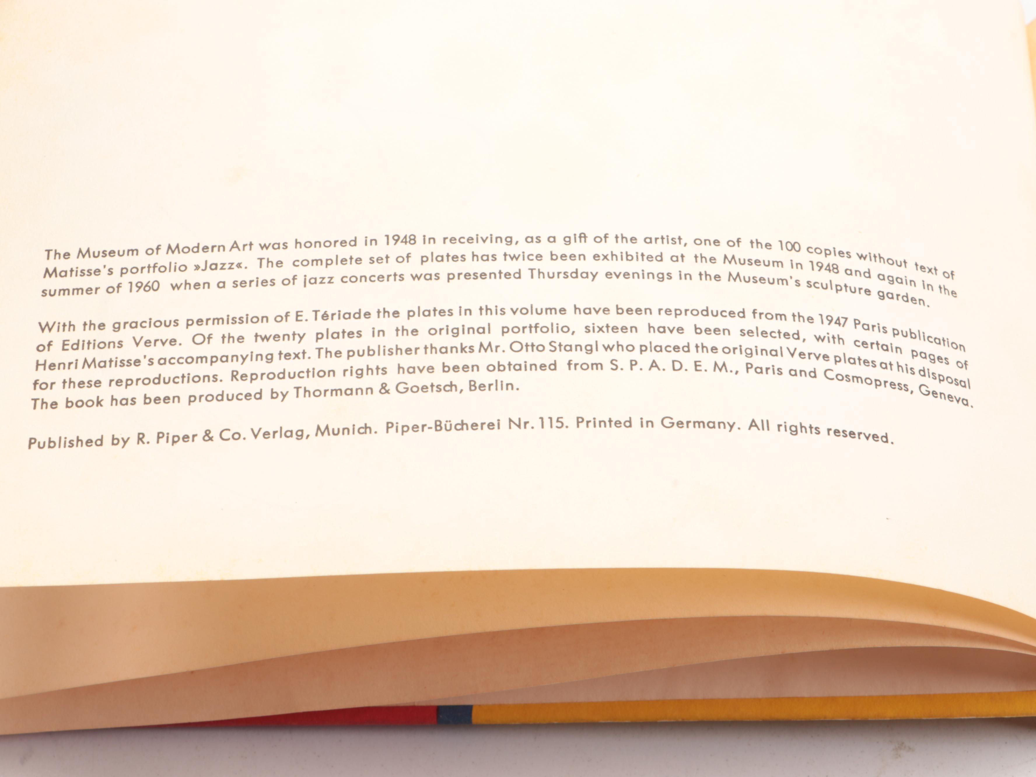 First Edition "Jazz" by Henri Matisse, 1960