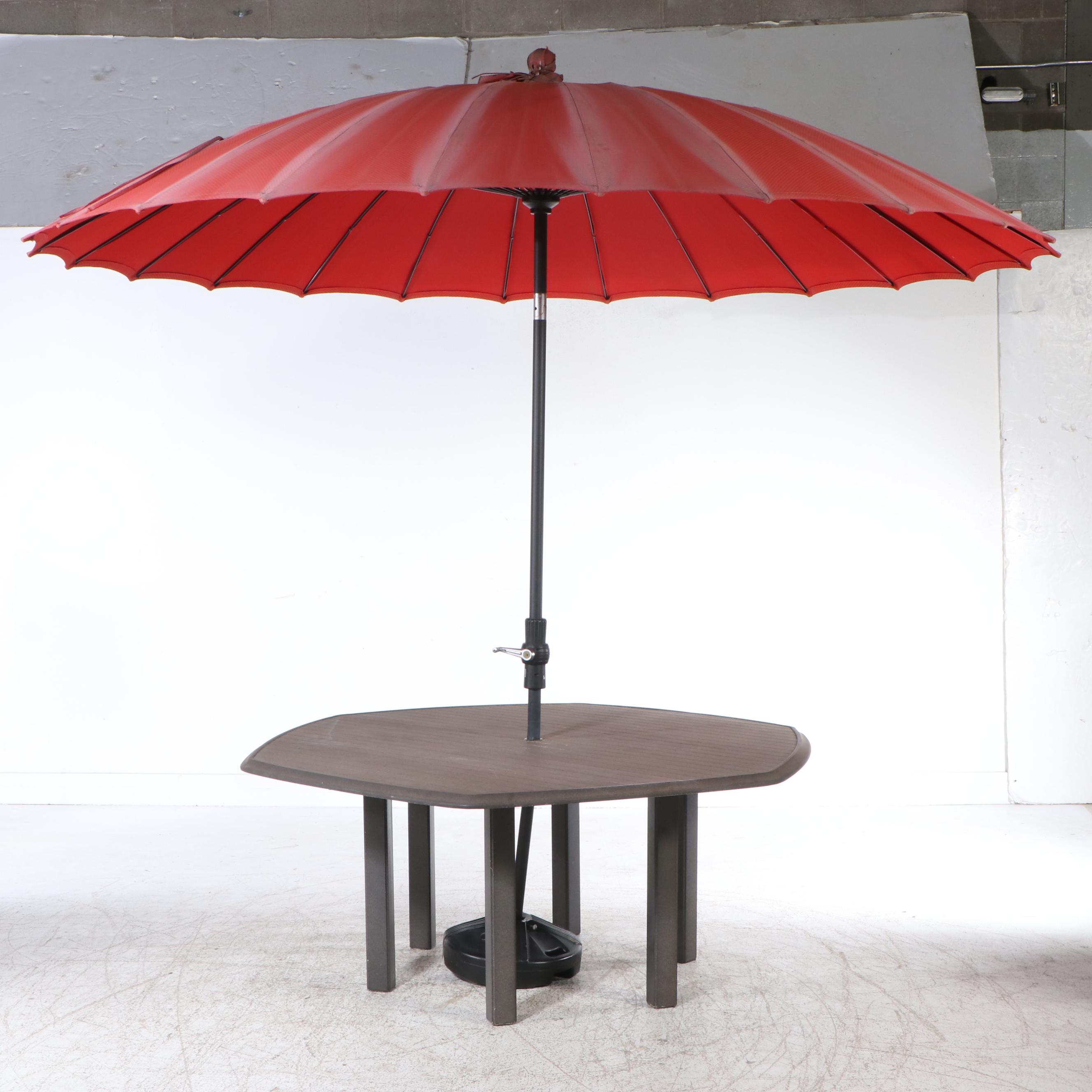Contemporary Patio Dining Set with Umbrella