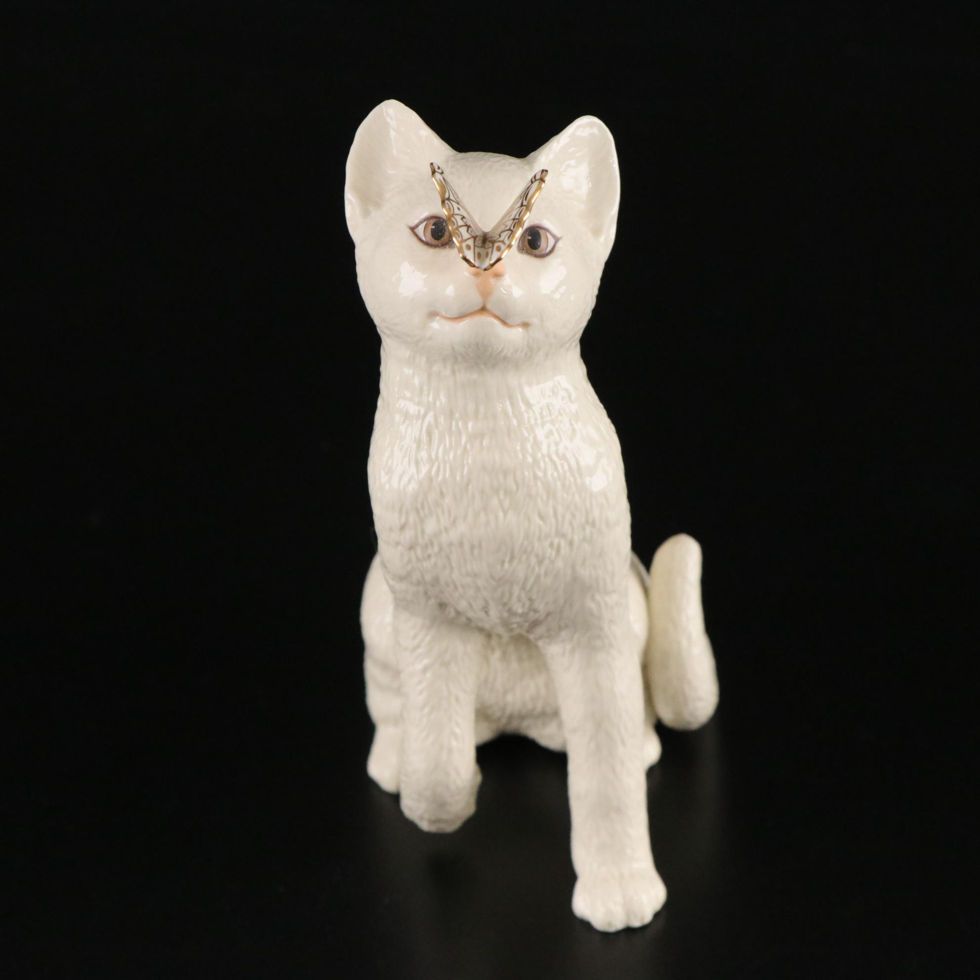 Lenox "Eye to Eye" and China Jewels Cat with Belleek Porcelain Cat Figurine