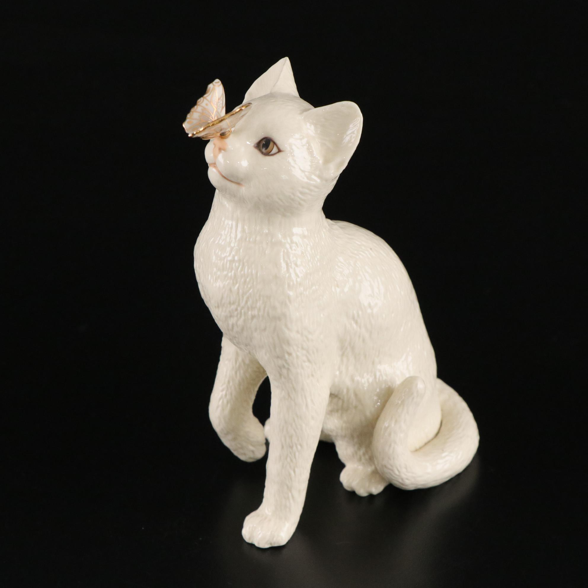 Lenox "Eye to Eye" and China Jewels Cat with Belleek Porcelain Cat Figurine
