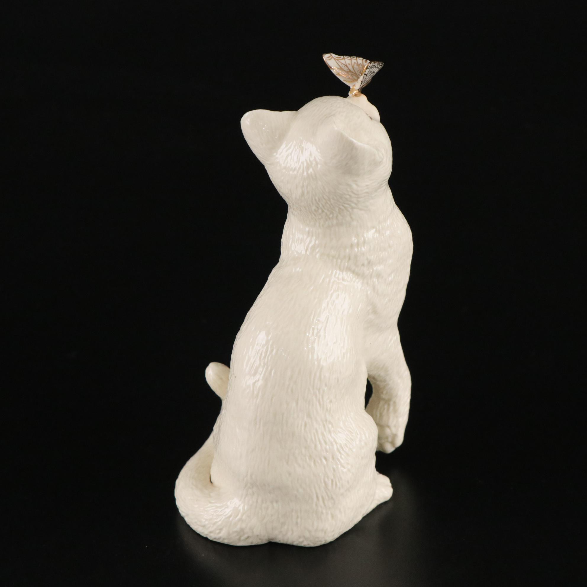 Lenox "Eye to Eye" and China Jewels Cat with Belleek Porcelain Cat Figurine