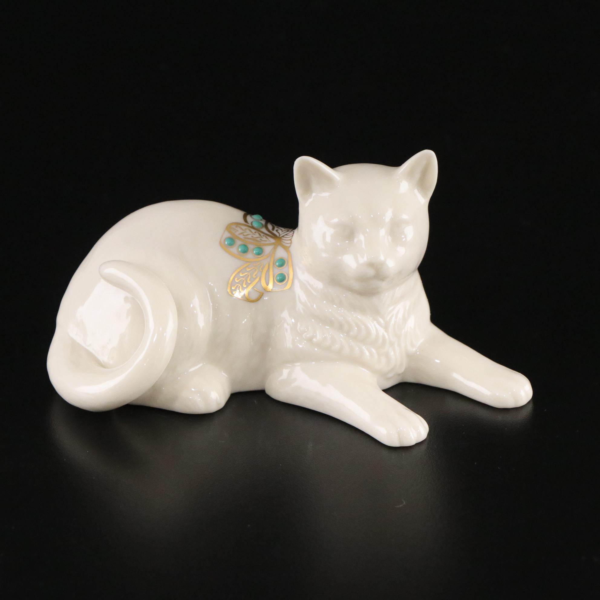 Lenox "Eye to Eye" and China Jewels Cat with Belleek Porcelain Cat Figurine