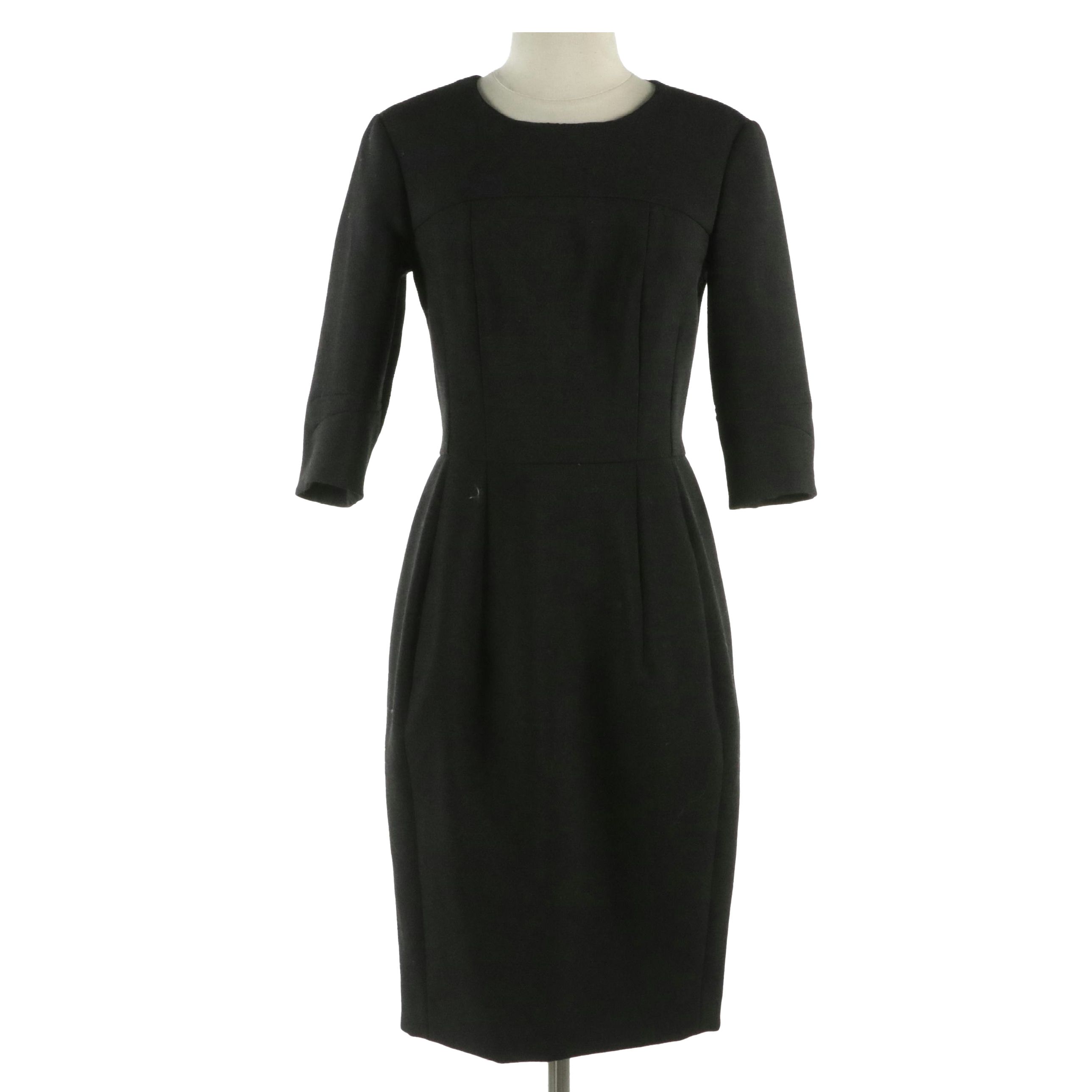 Yves Saint Laurent Black Wool Sheath Dress from the 2008 Autumn Collection