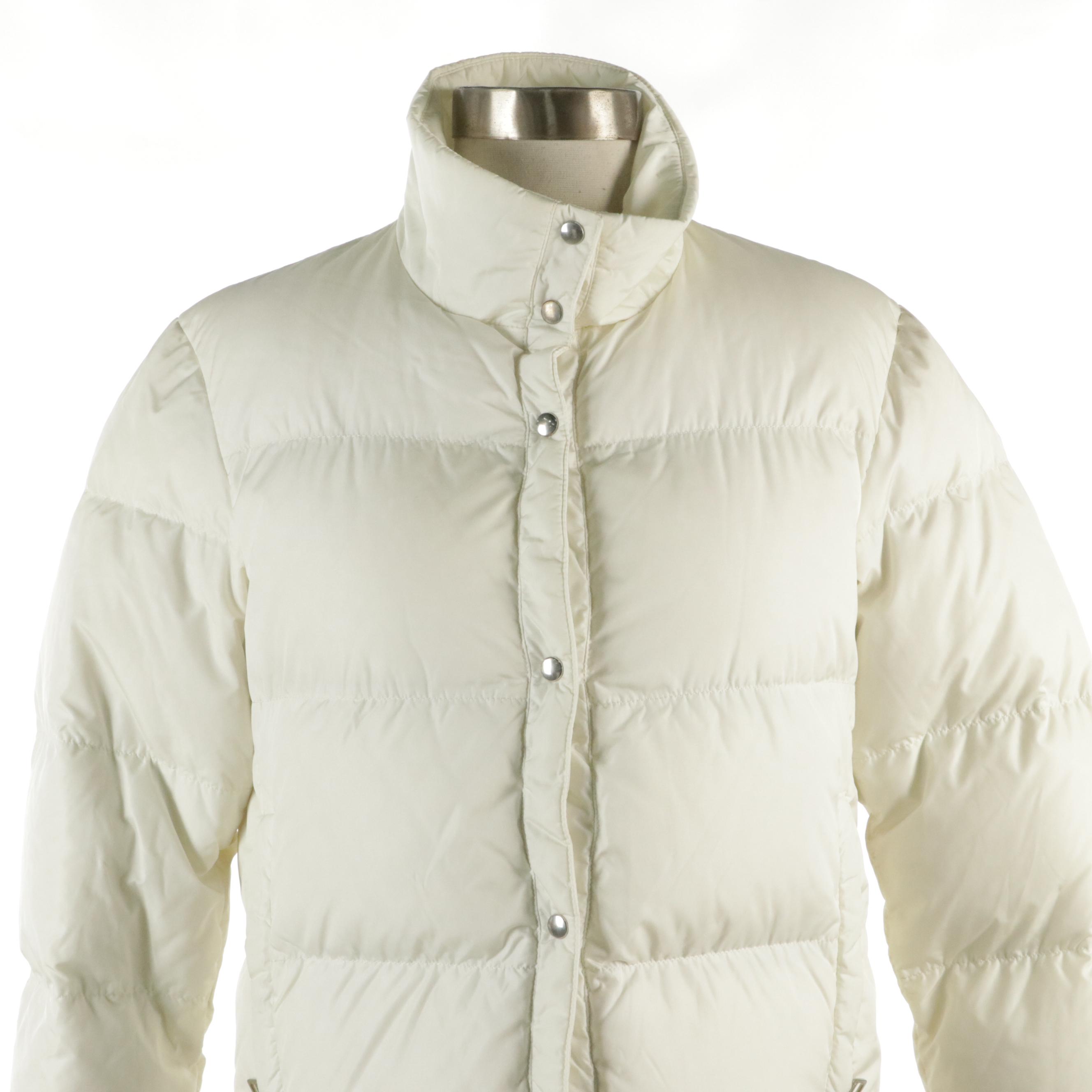 Prada Down Filled Puffer Jacket in White Nylon