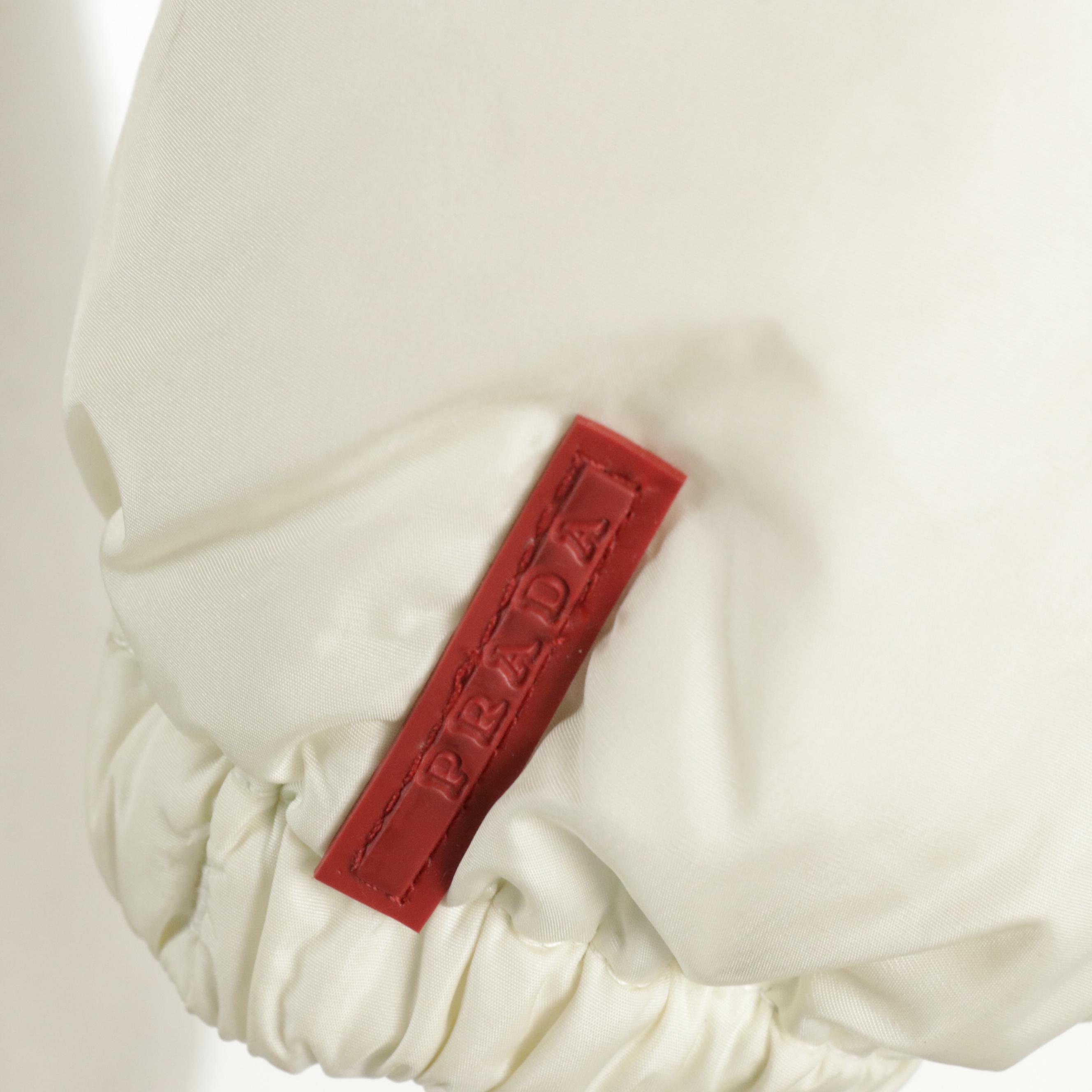 Prada Down Filled Puffer Jacket in White Nylon